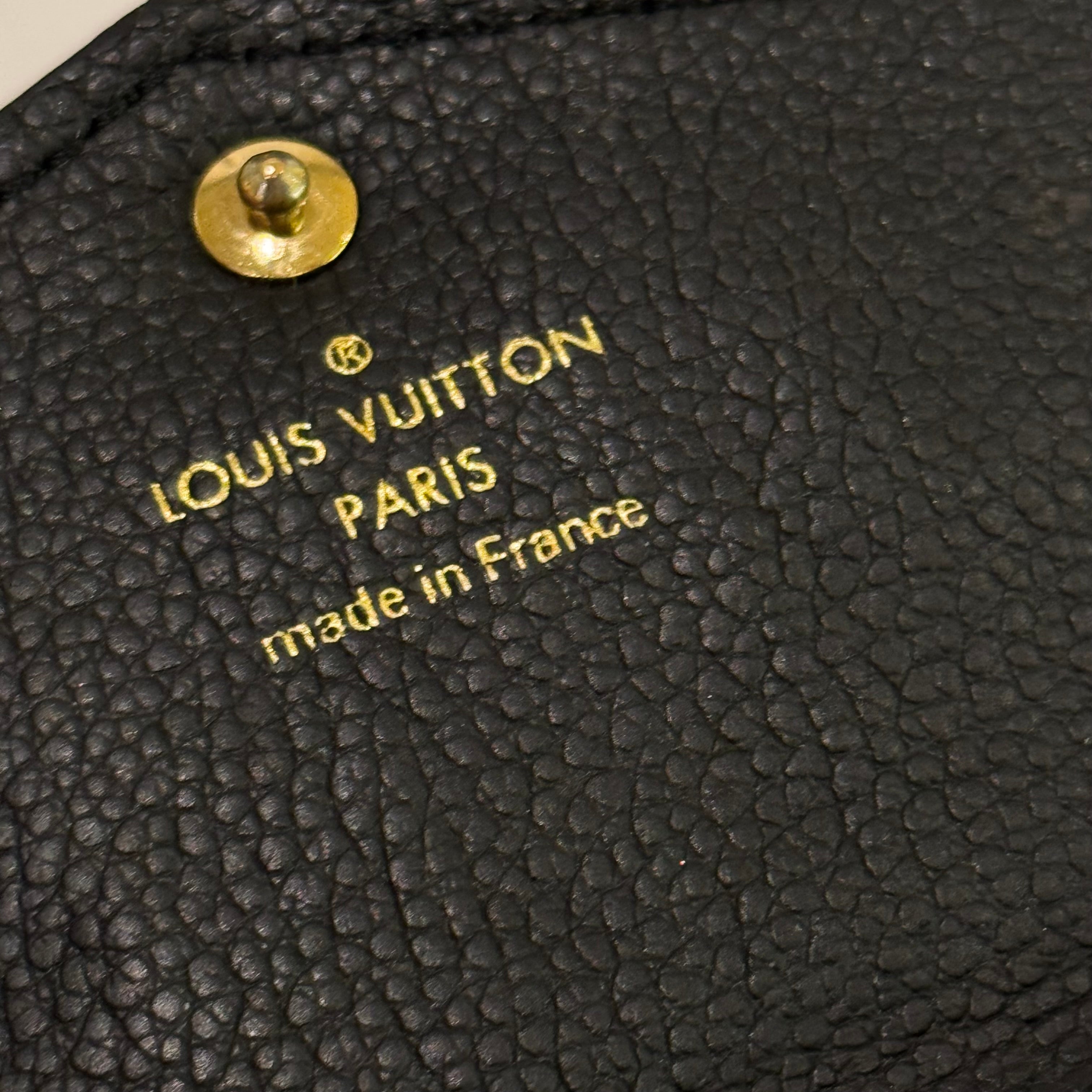 LOUIS VUITTON BLACK MONOGRAM LOGO LEATHER COIN & CARD HOLDER