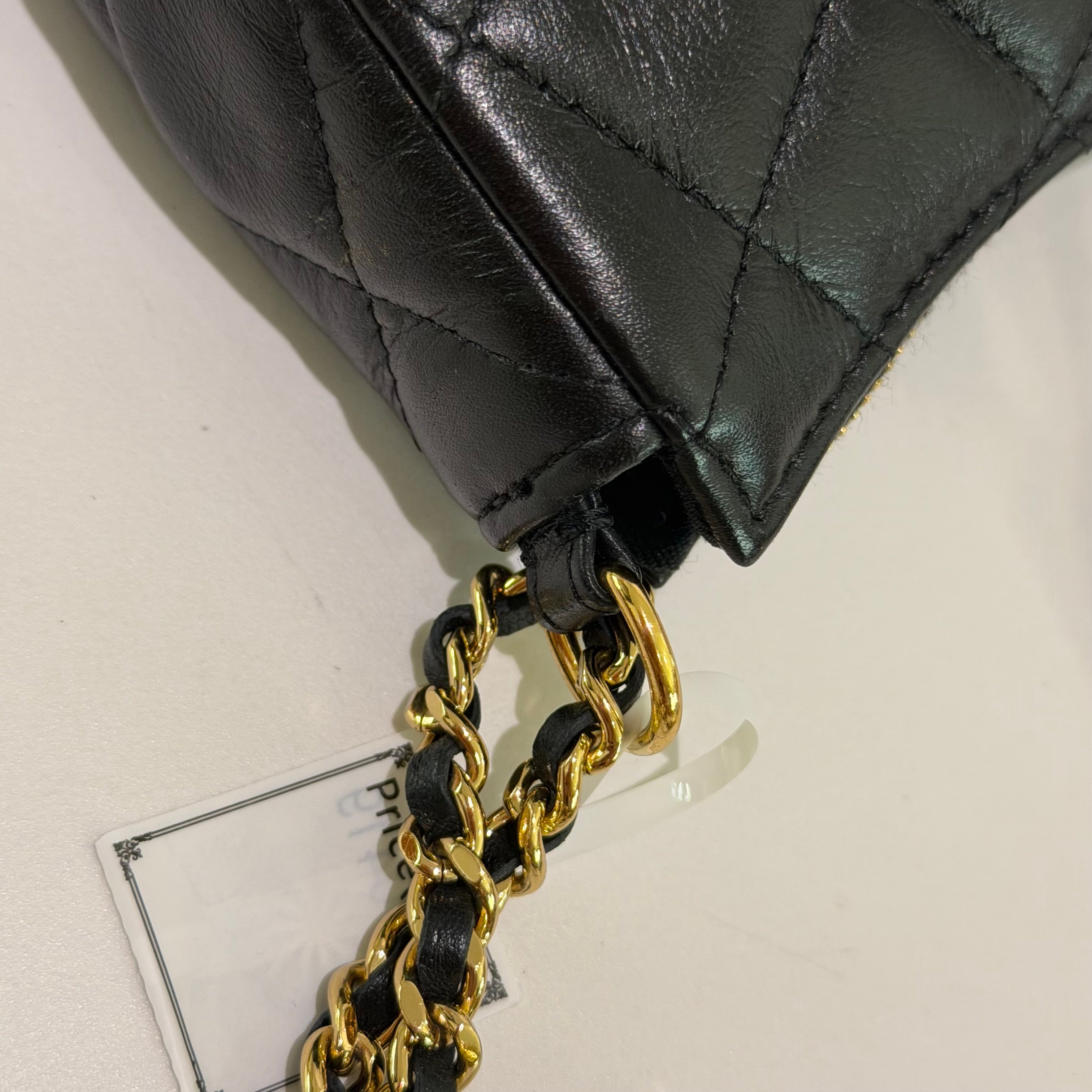 Chanel Hobo Black with Gold Heart Enamel Chain Shoulder Bag
