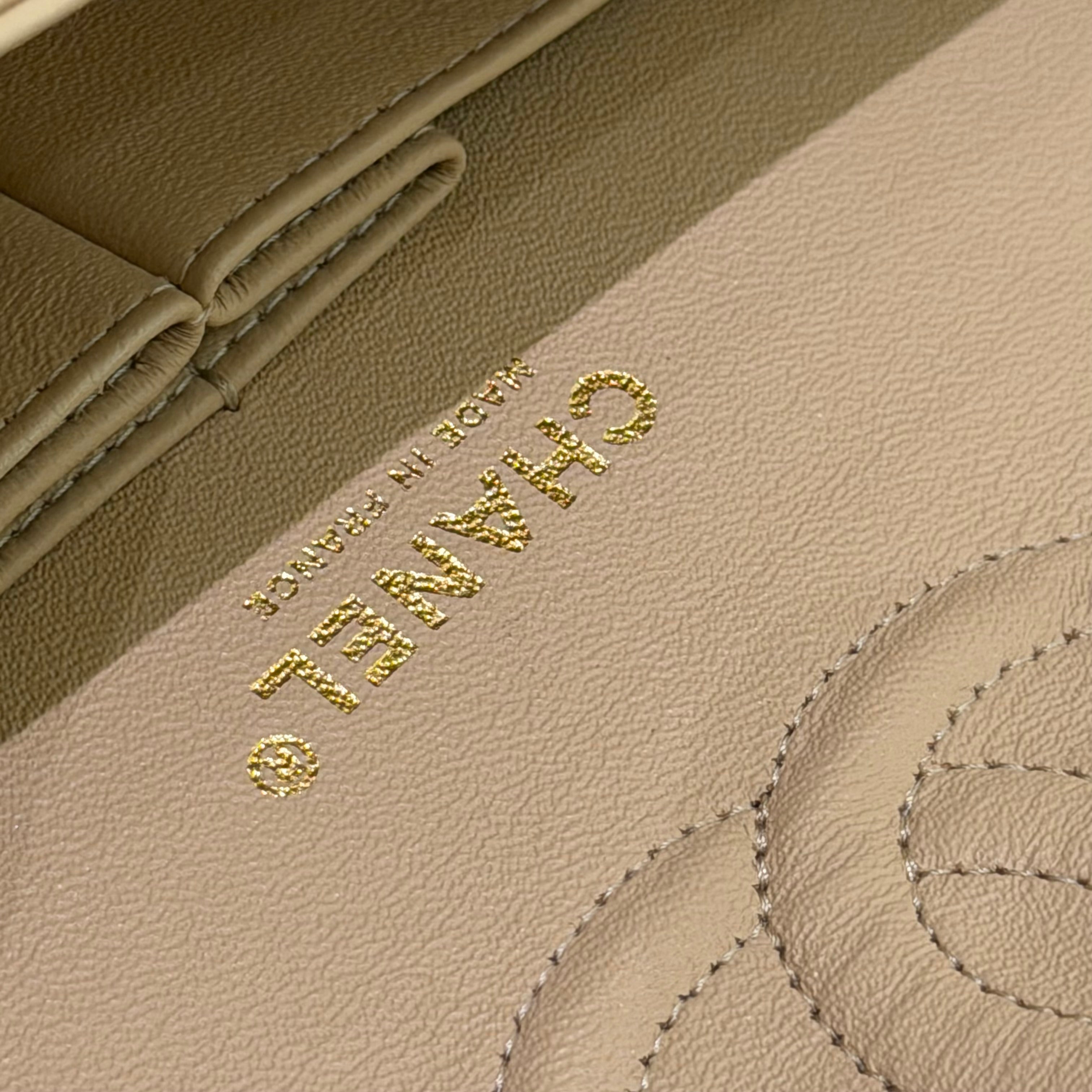 Chanel Classic Flap Medium Beige Lambskin with Gold Hardware