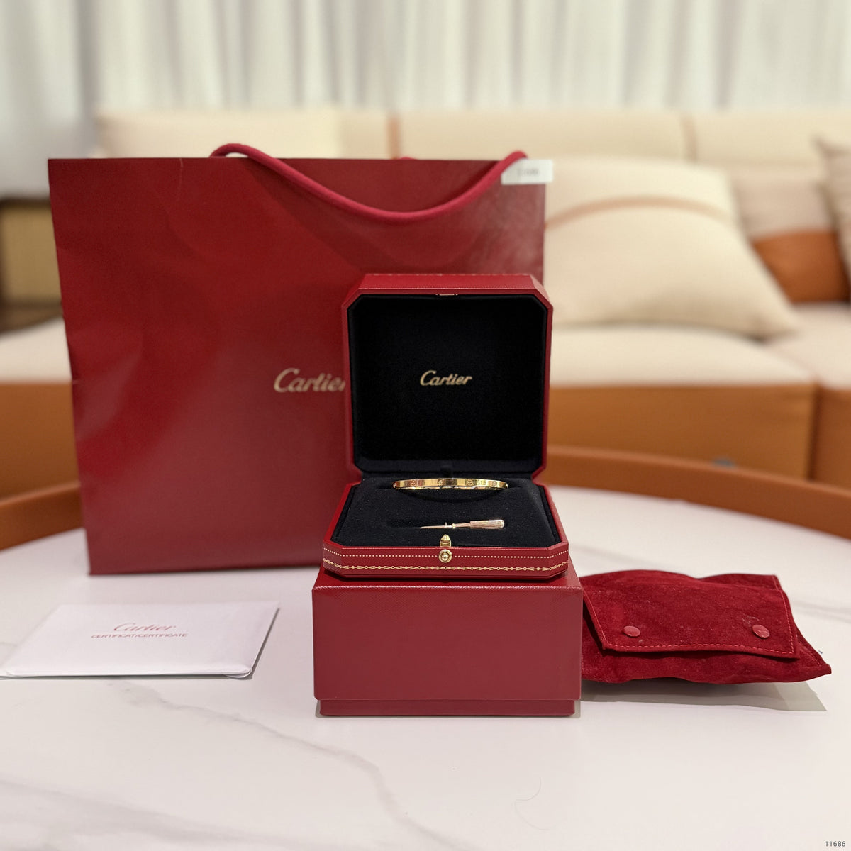 Cartier LOVE Bracelet Small Model 6 Diamonds 18K Rose Gold