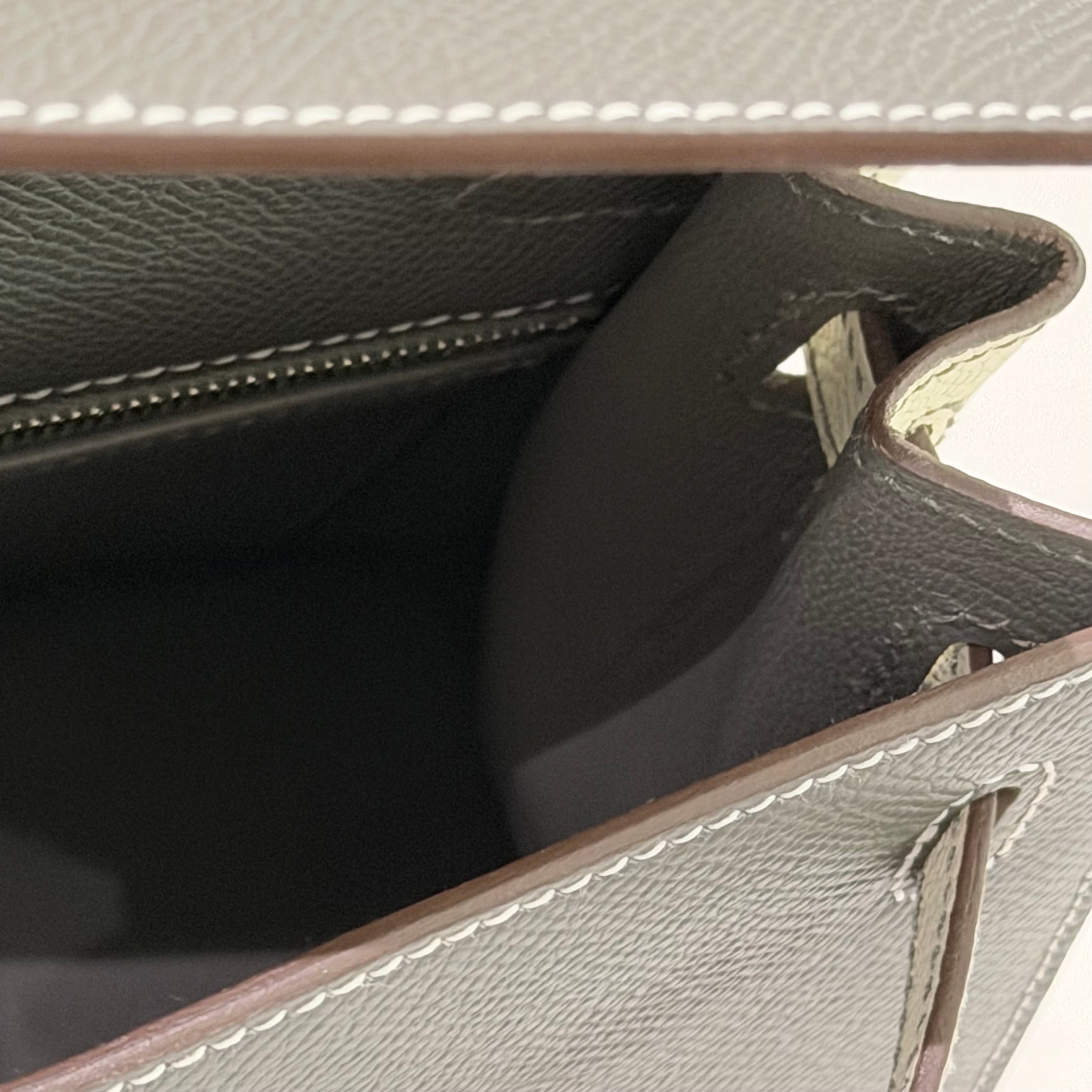 HERMÈS KELLY 25 SO GRIS ÉTAIN WITH SILVER HARDWARE EPSOM LEATHER (STAMP K)