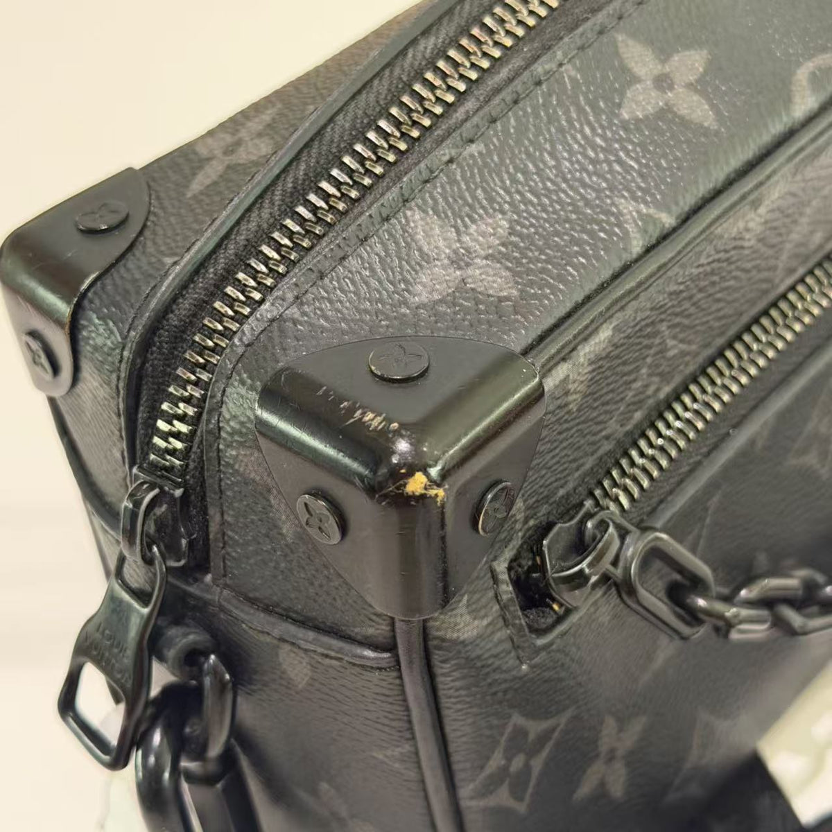 Louis Vuitton Soft Trunk Black Monogram Eclipse Chain Box Bag | LOUIS VUITTON