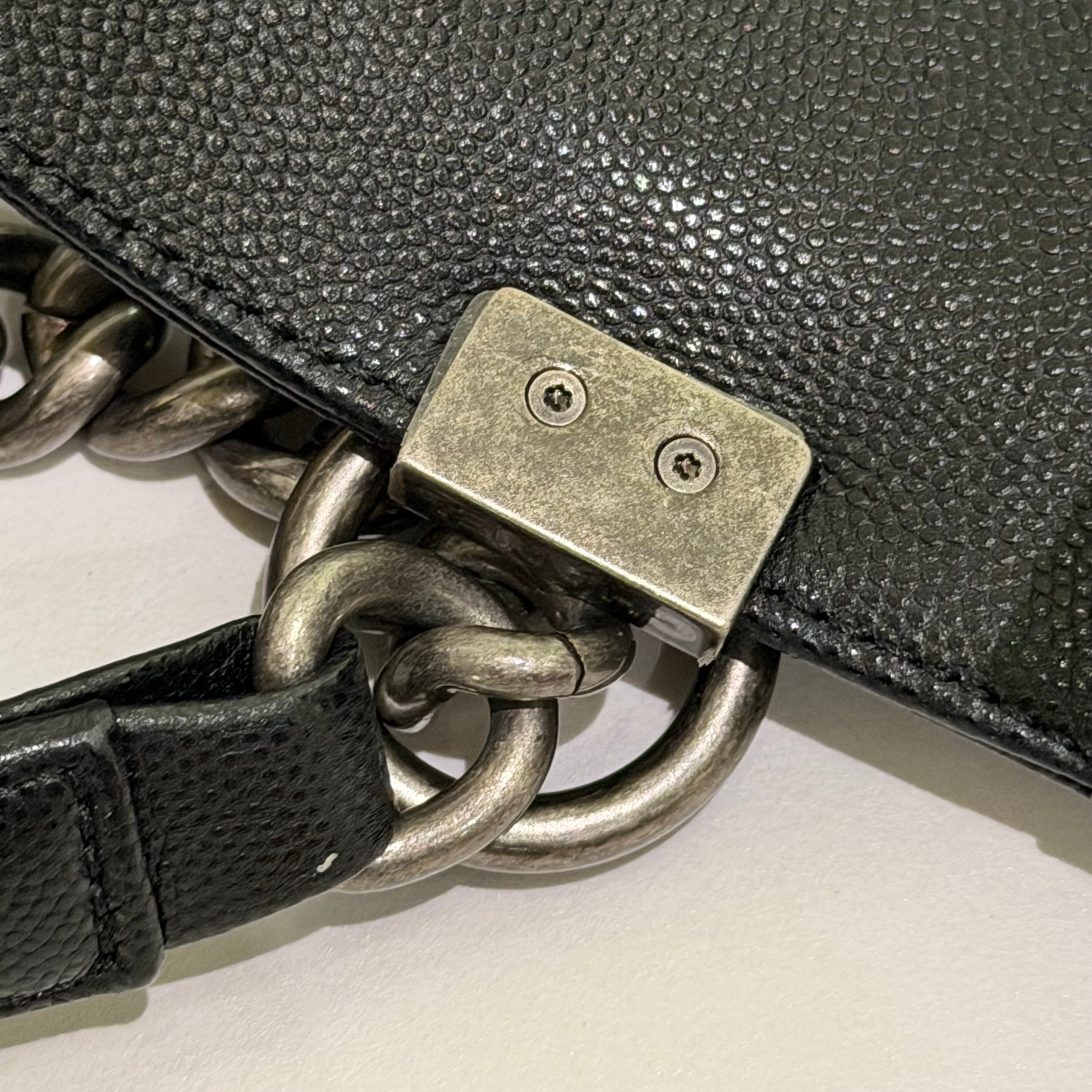 Chanel Leboy Medium Black Caviar Leather with Silver Hardware (Authenticity Card Version)