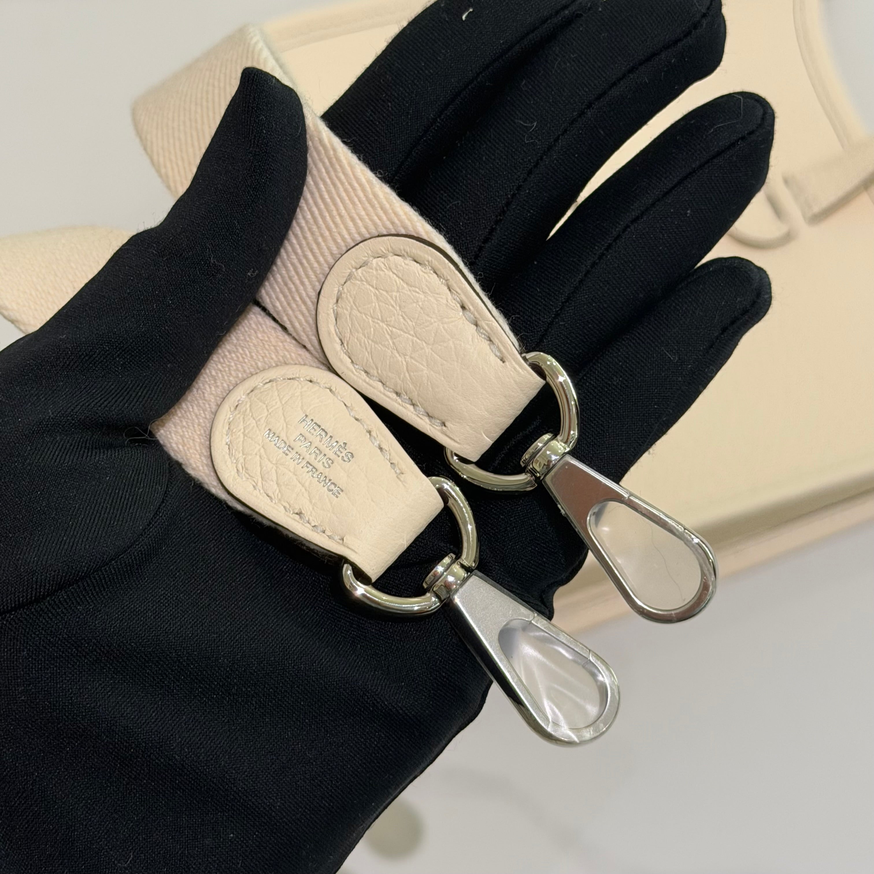 Hermes Mini Evelyne Craie with Silver Hardware (Stamp K)