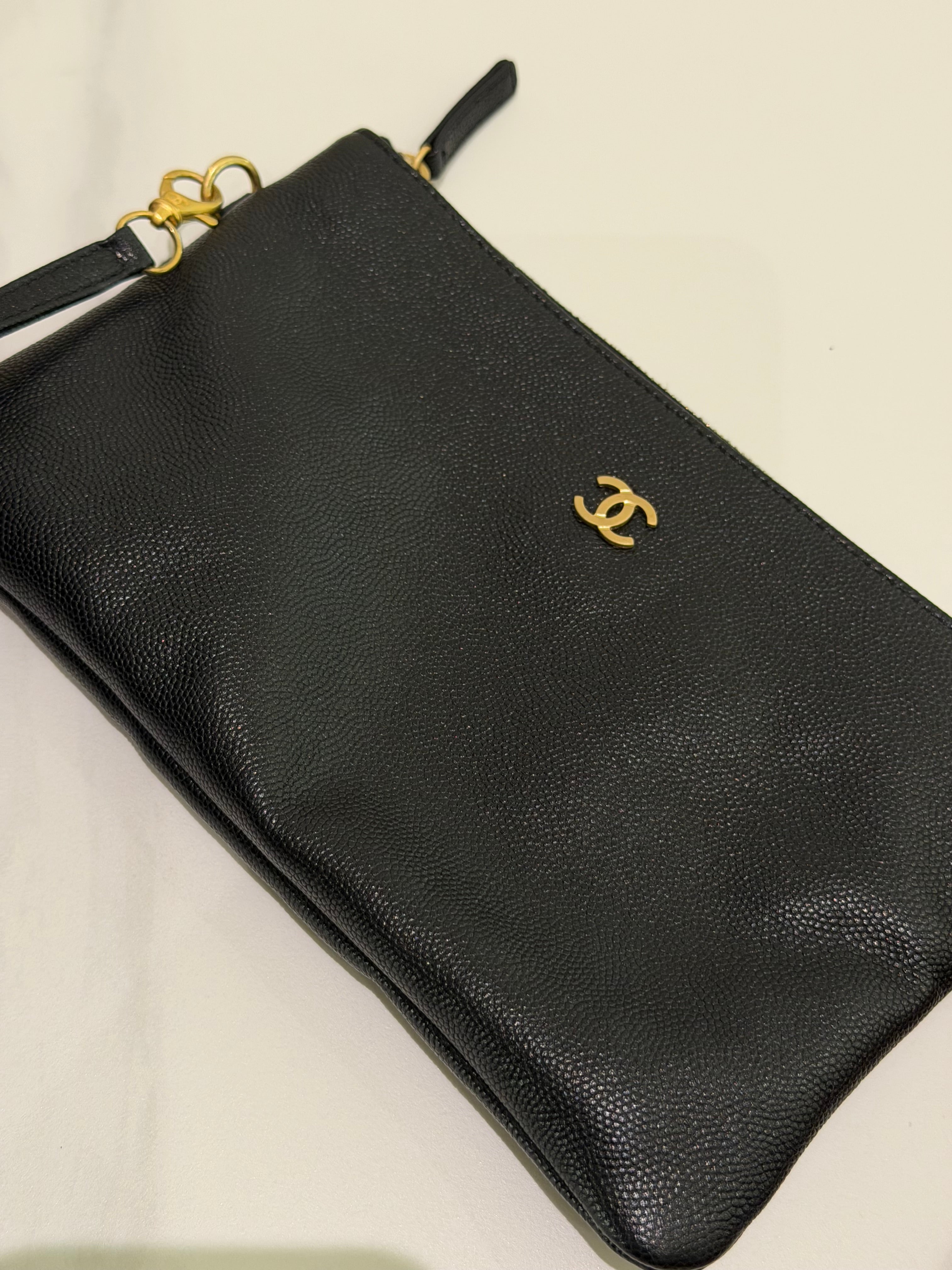 CHANEL 25 HOBO MEDIUM BLACK CAVIAR LEATHER WITH GOLD HARDWARE (CHIP MODEL)