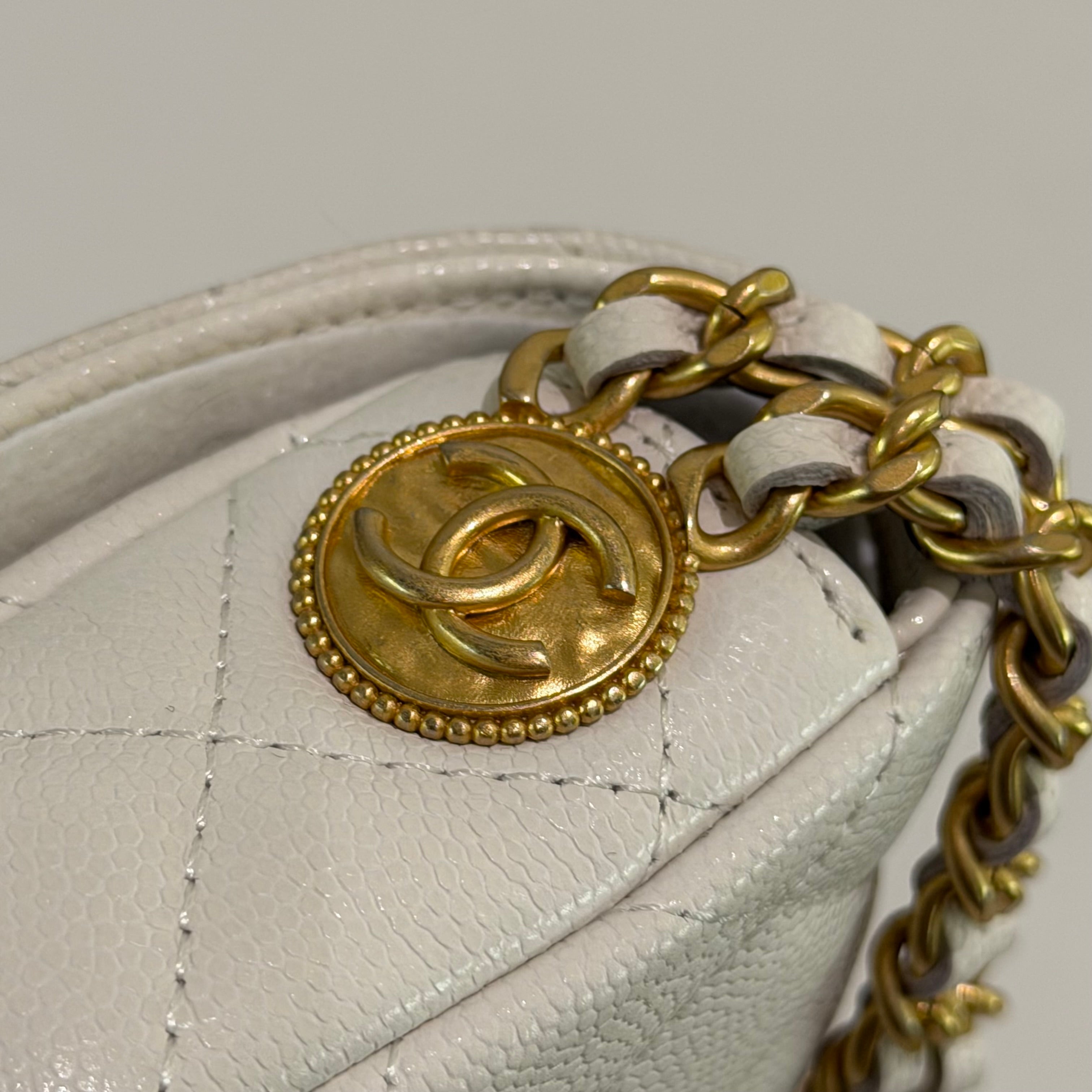 Chanel 22A Coin Baguette Bag Grained Calfskin with Chain (Chip Model)