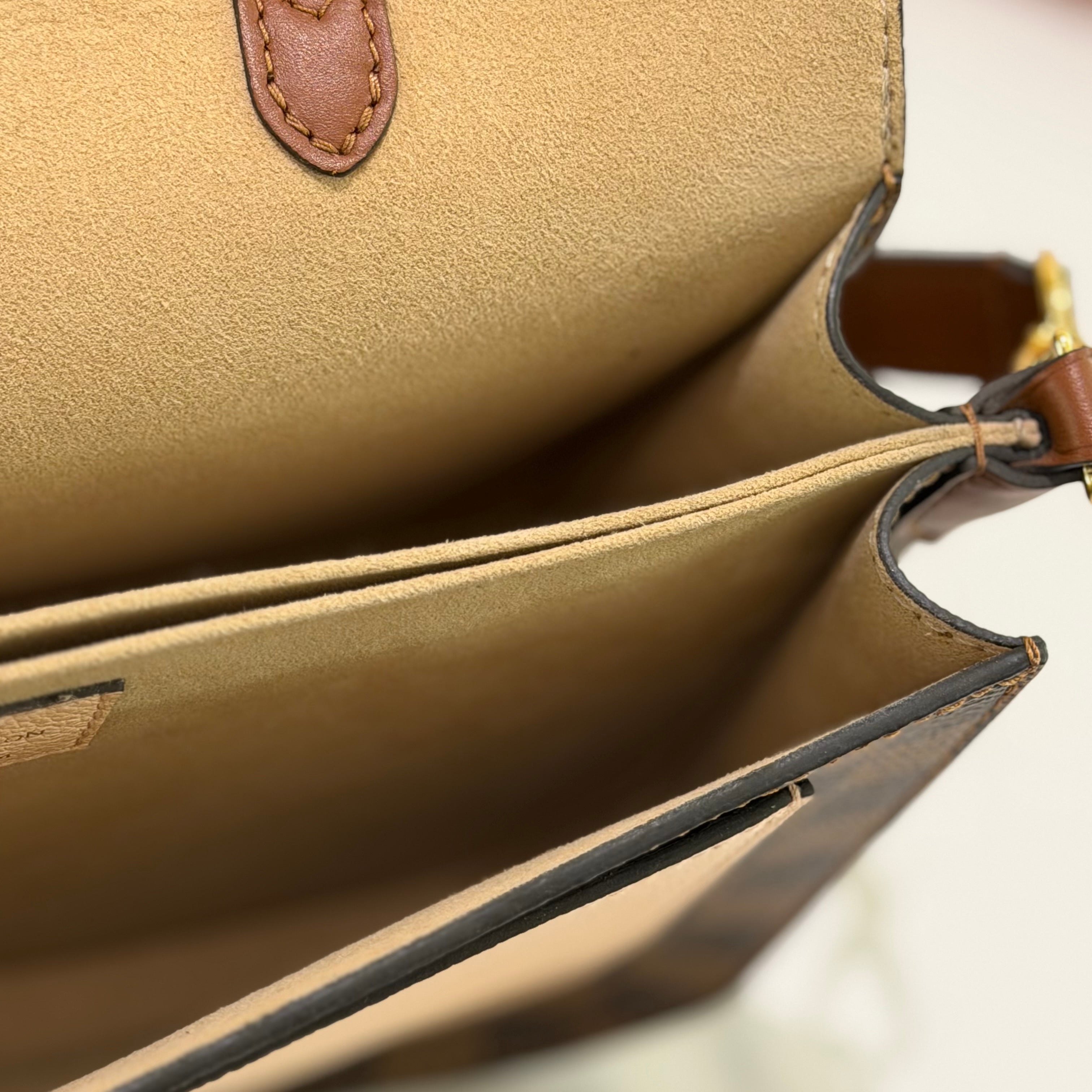 LOUIS VUITTON BEAUMARCHAIS CLASSIC DAMIER EBENE LEATHER TOP HANDLE SHOULDER BAG