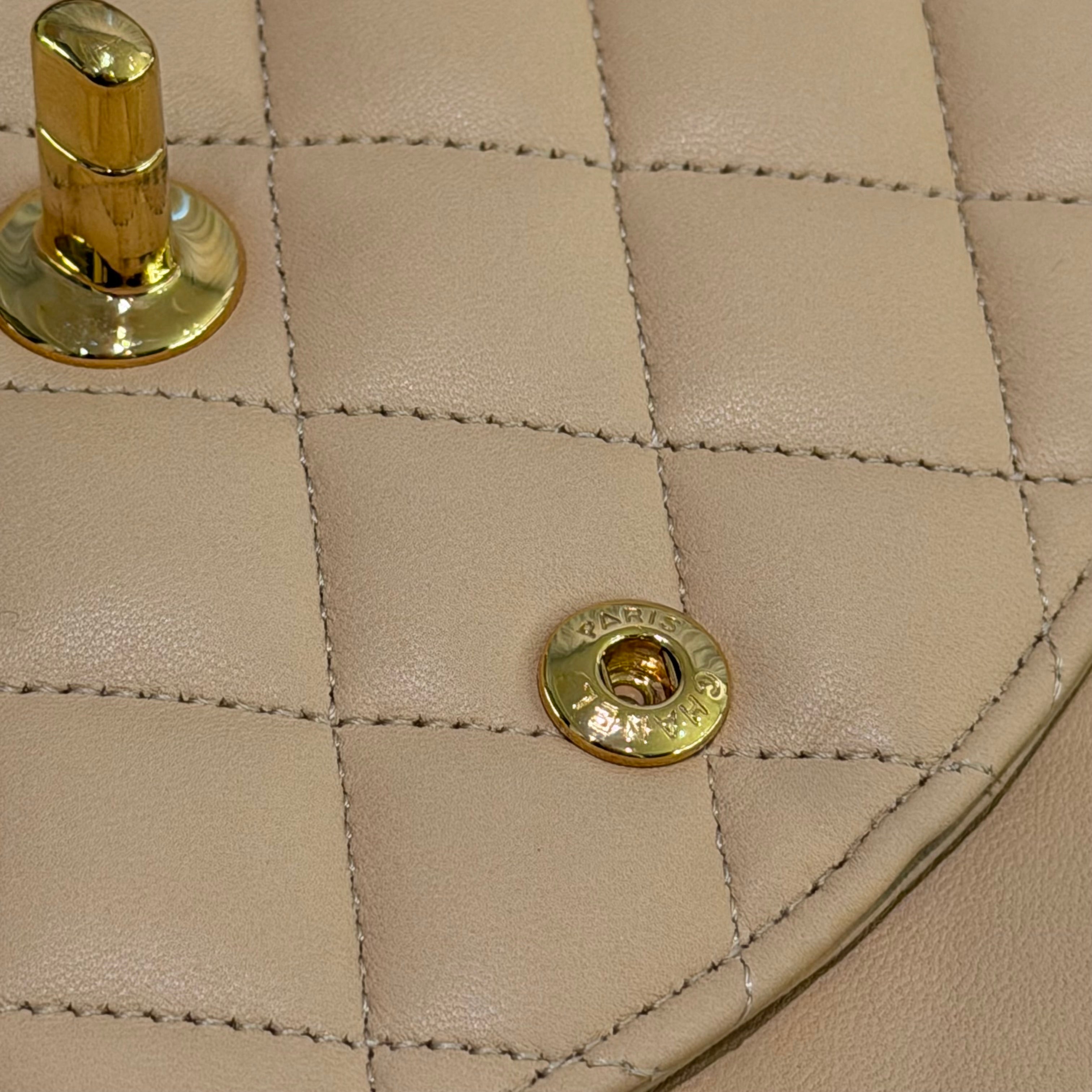 Chanel Classic Flap Medium Beige Lambskin with Gold Hardware