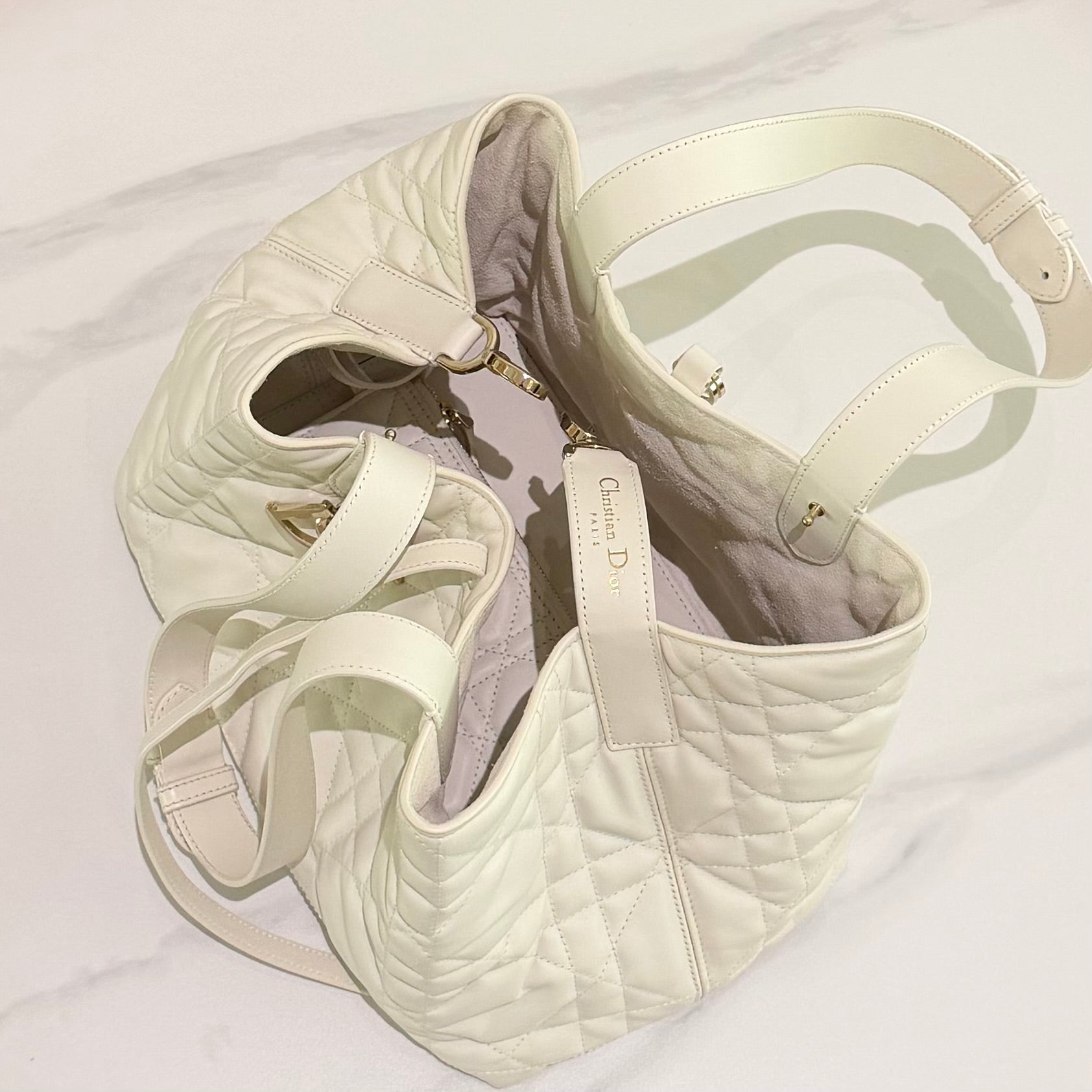 DIOR BOOK TOTE MEDIUM WHITE EMBROIDERED BAG