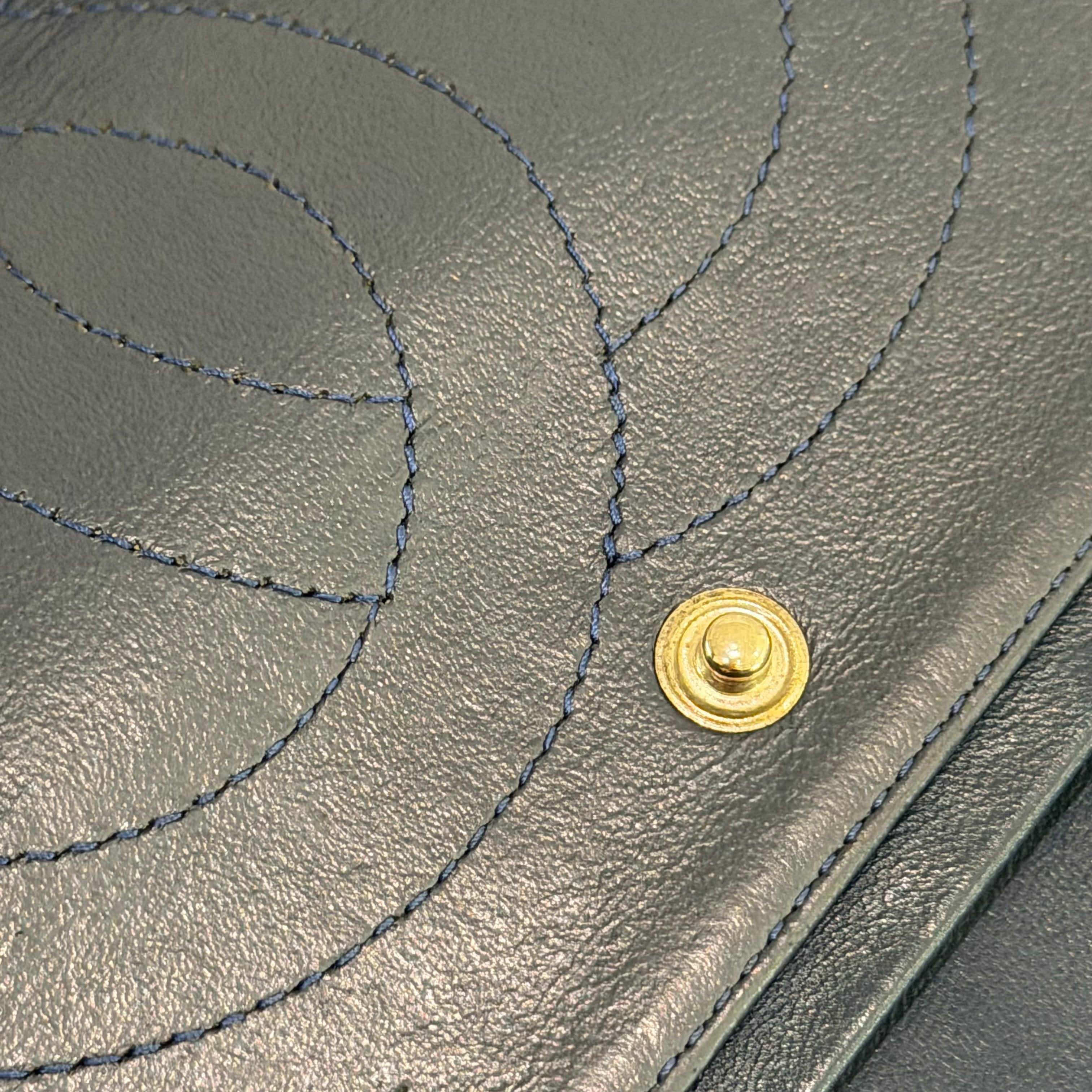 CHANEL Jumbo CF Green Patent Leather with Silver Hardware