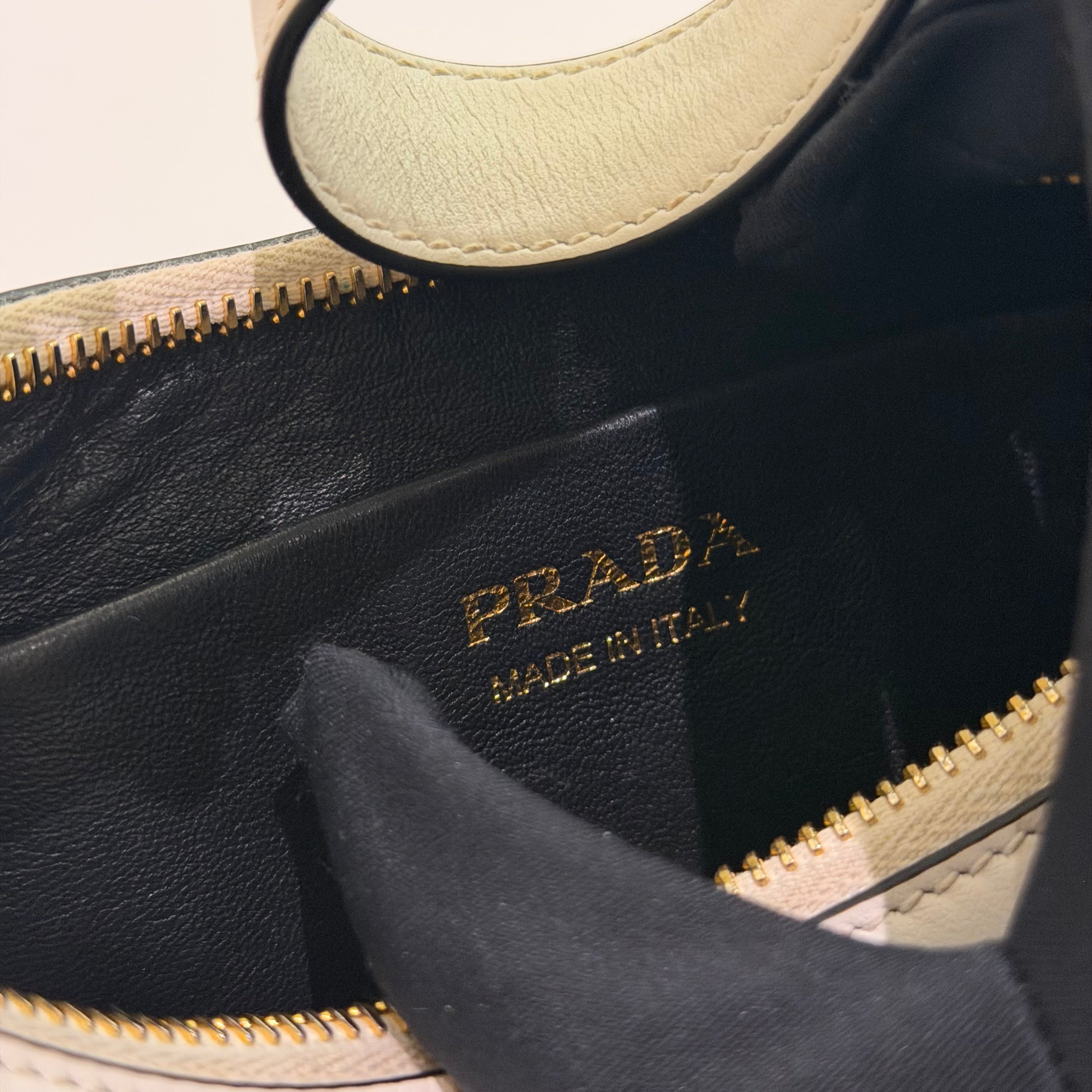 Prada Arqué White Crescent Shoulder Bag