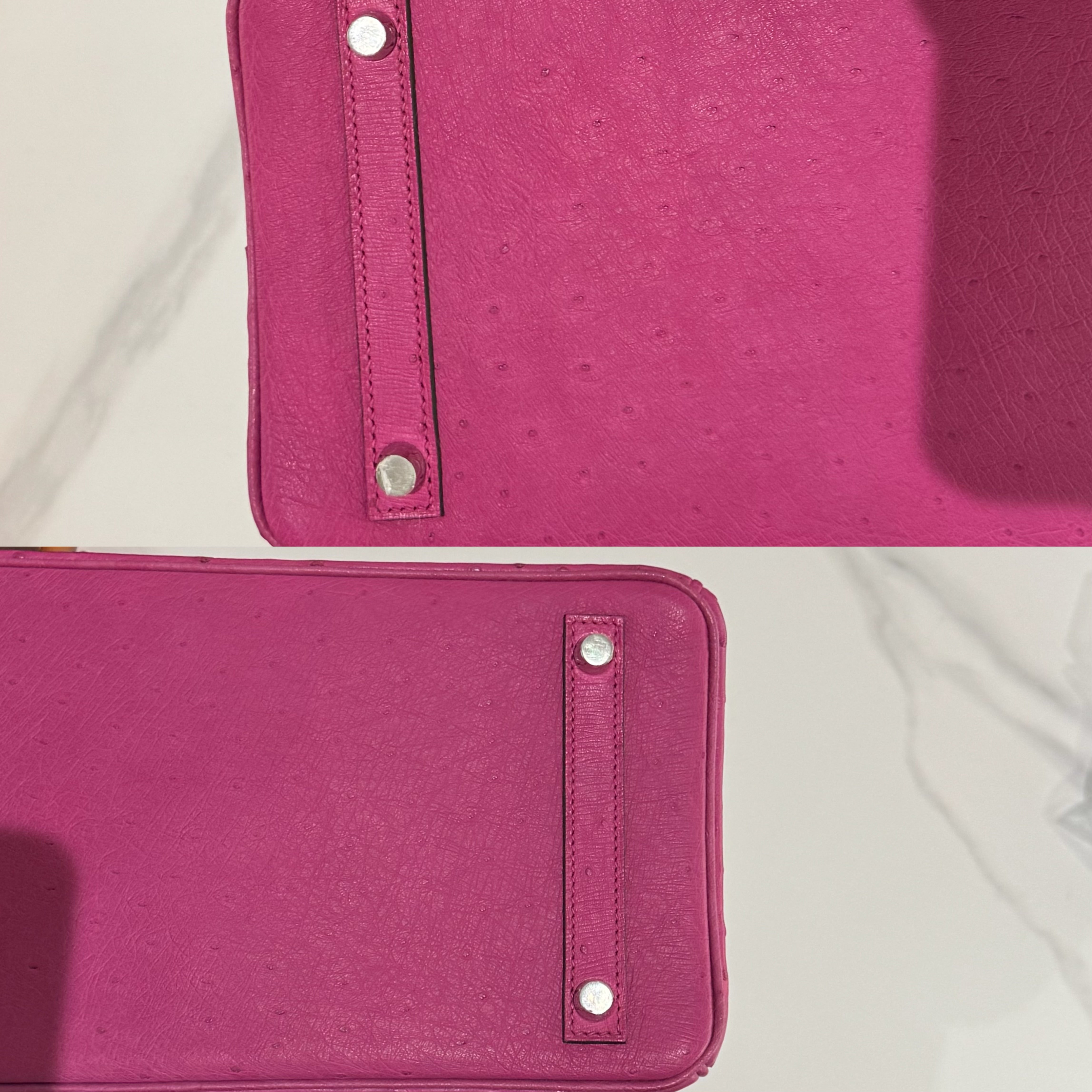 HERMÈS BIRKIN 30 ROSE POURPRE OSTRICH LEATHER WITH PALLADIUM HARDWARE (C STAMP)