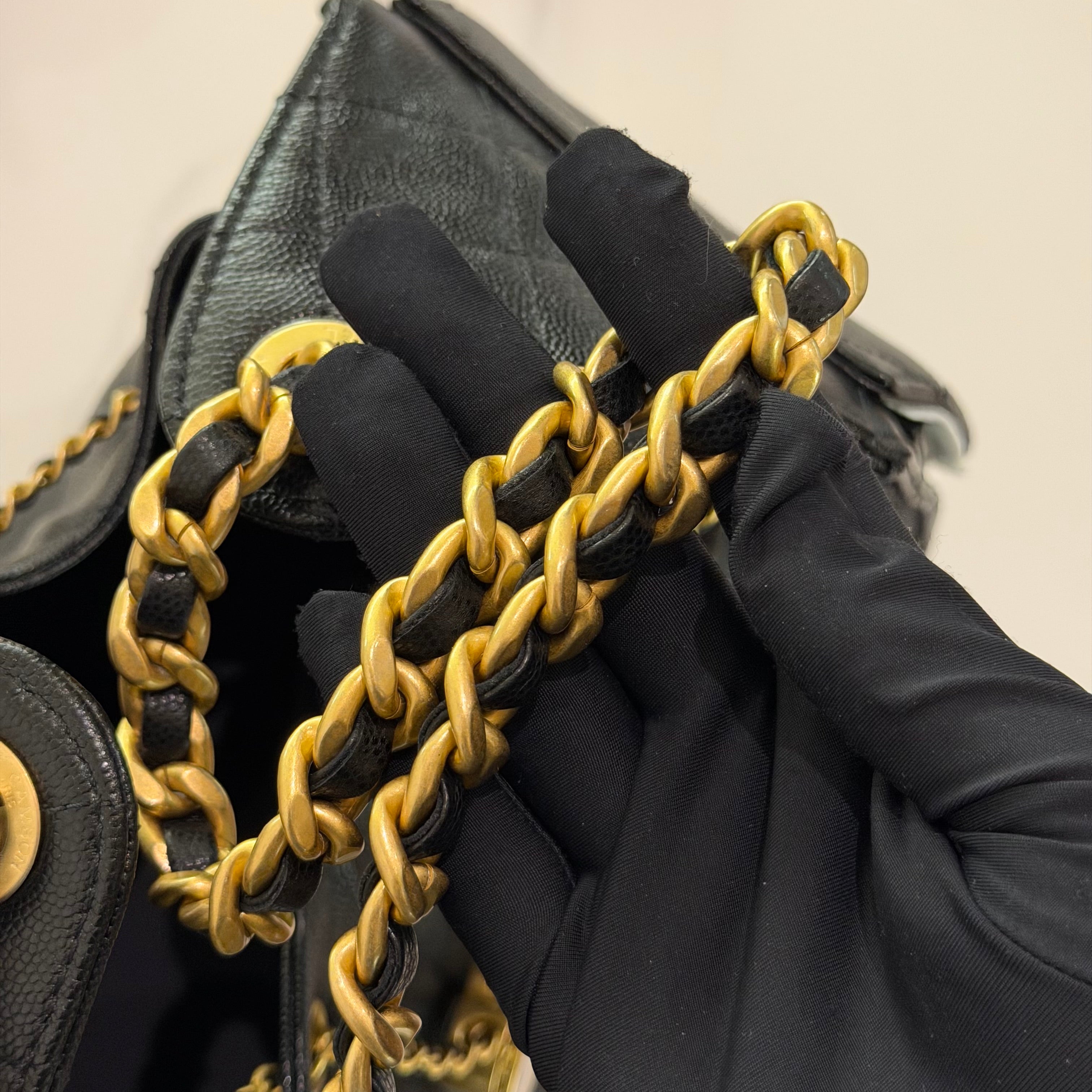 Chanel 25 Hobo Small Black Caviar Leather with Gold Hardware (Chip Model)