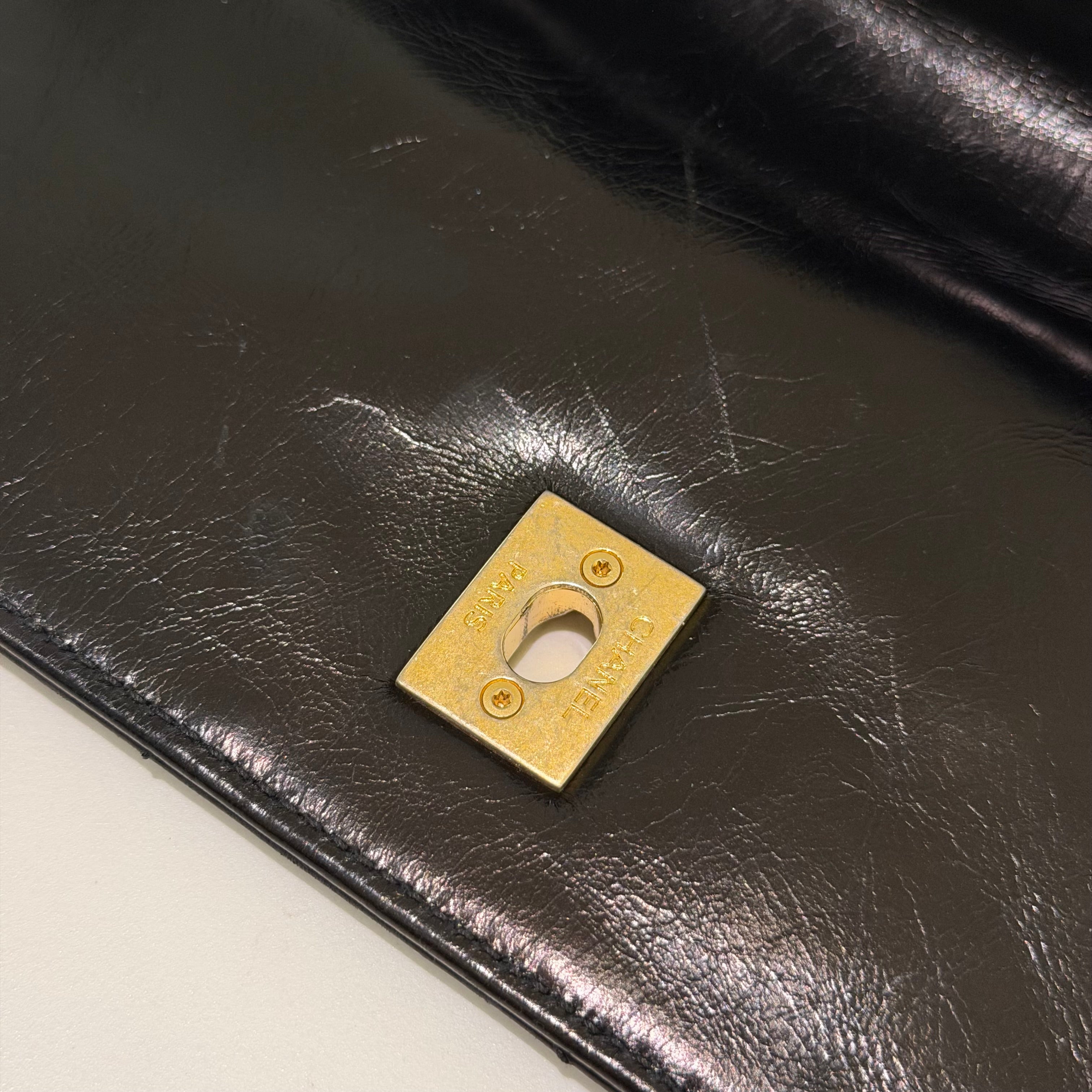 Chanel Coco Handle Medium Black Calfskin V-Quilted with Gold Hardware