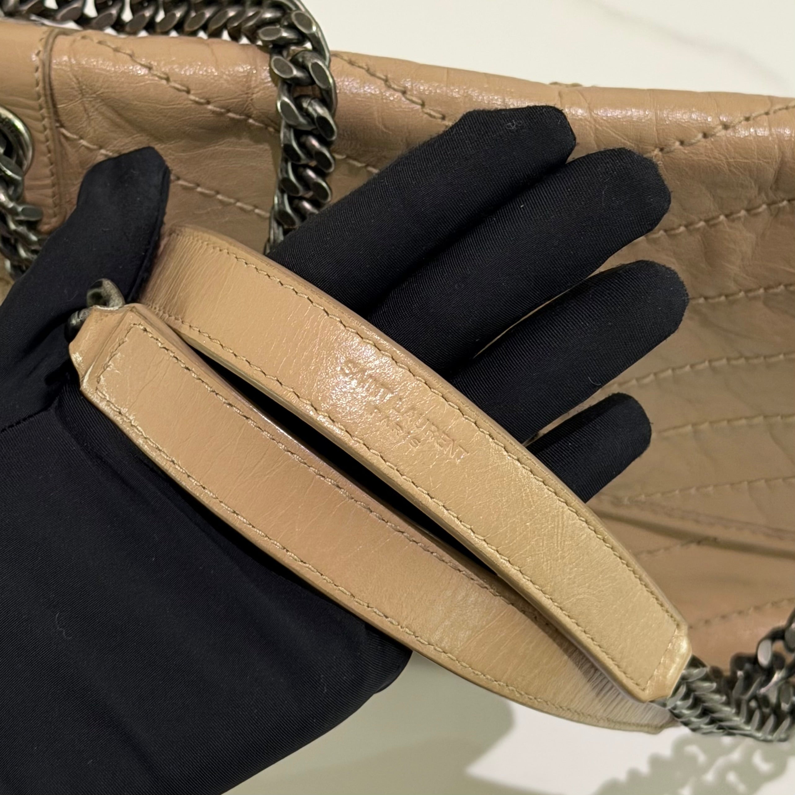 Saint Laurent Niki Medium Chain Shoulder Bag Beige