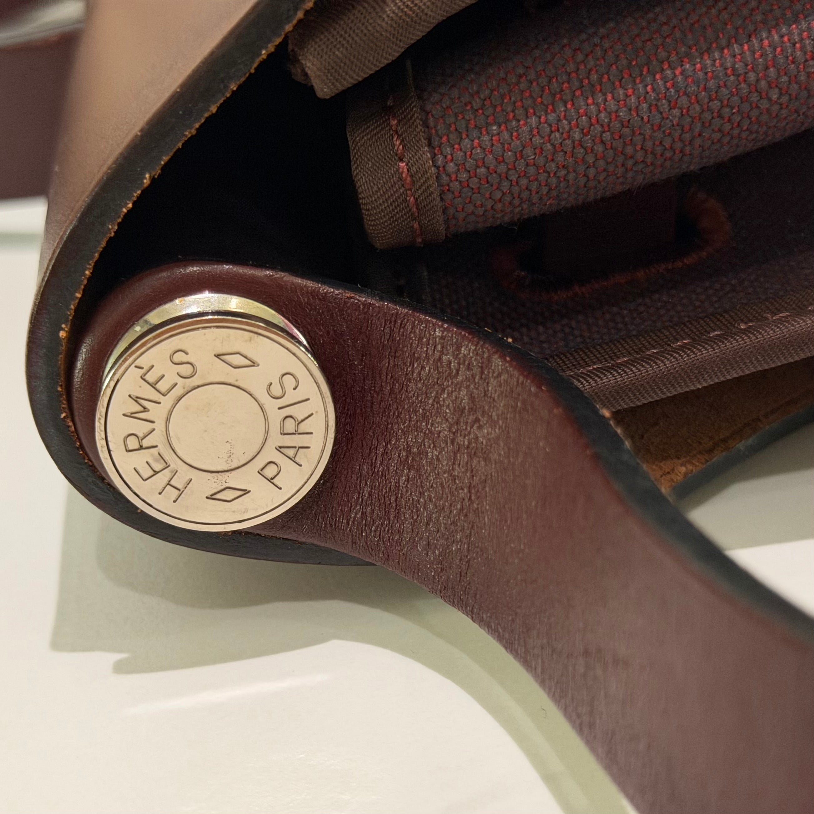 Hermes Herbag 39 Burgundy with Silver Hardware