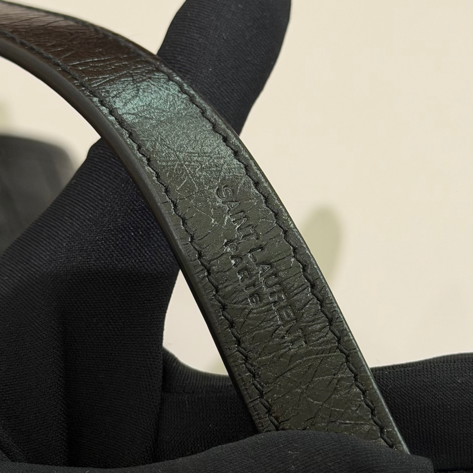 Saint Laurent Niki Shopping Bag Black Crinkled Leather with Silver Chain