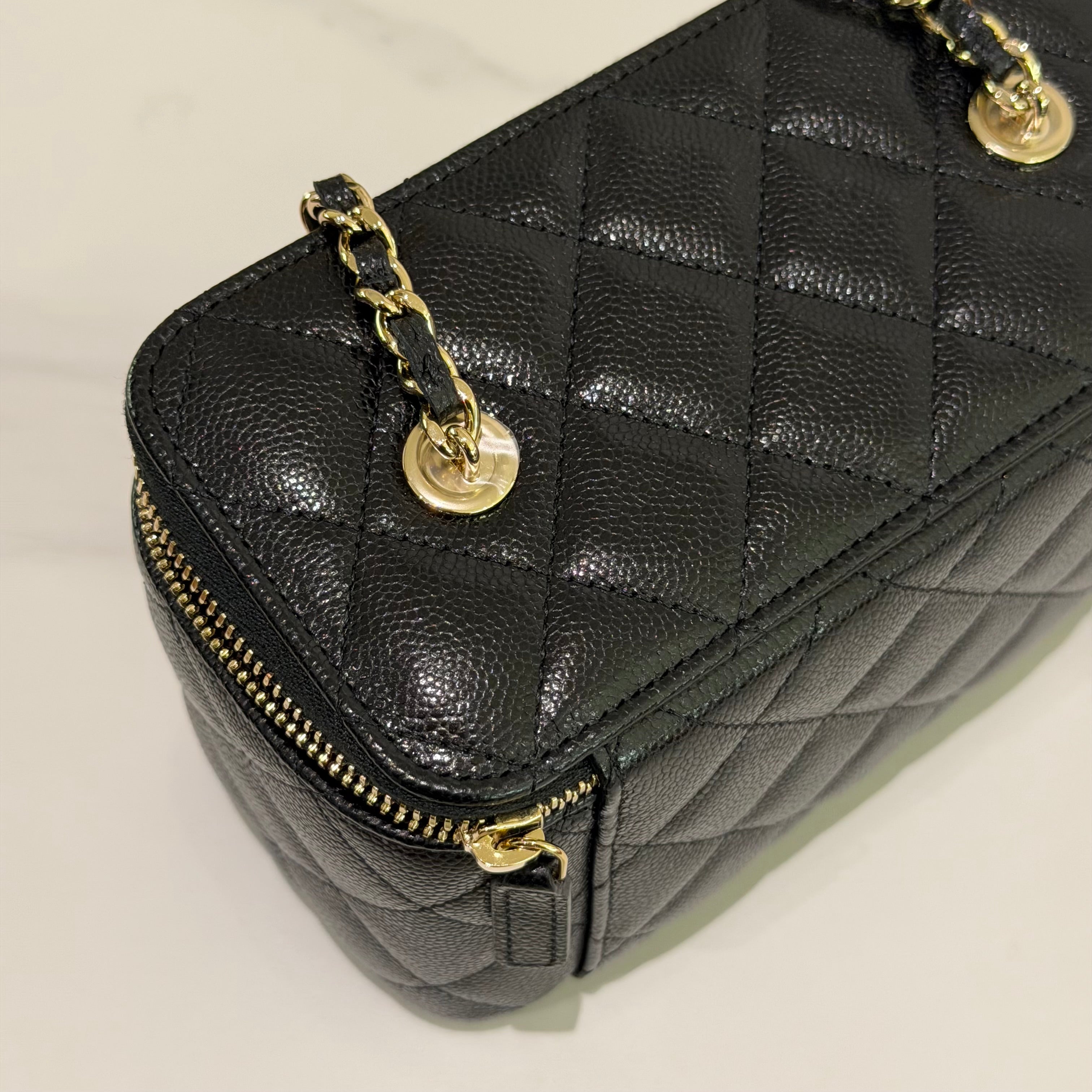CHANEL Caviar Leather Long Vanity Chain Case