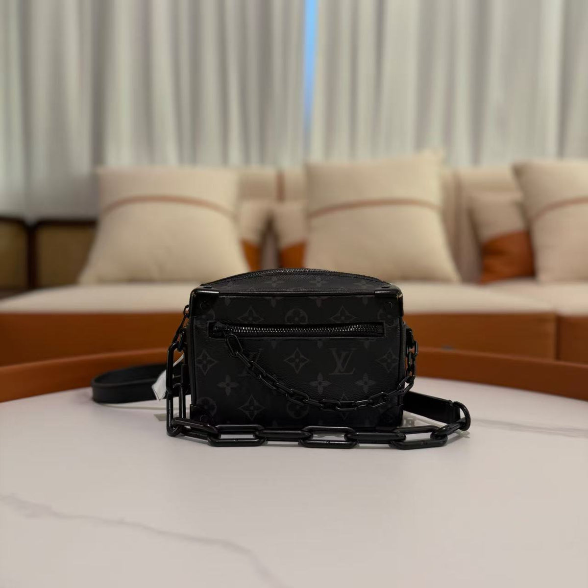 Louis Vuitton Soft Trunk Black Monogram Eclipse Chain Box Bag | LOUIS VUITTON