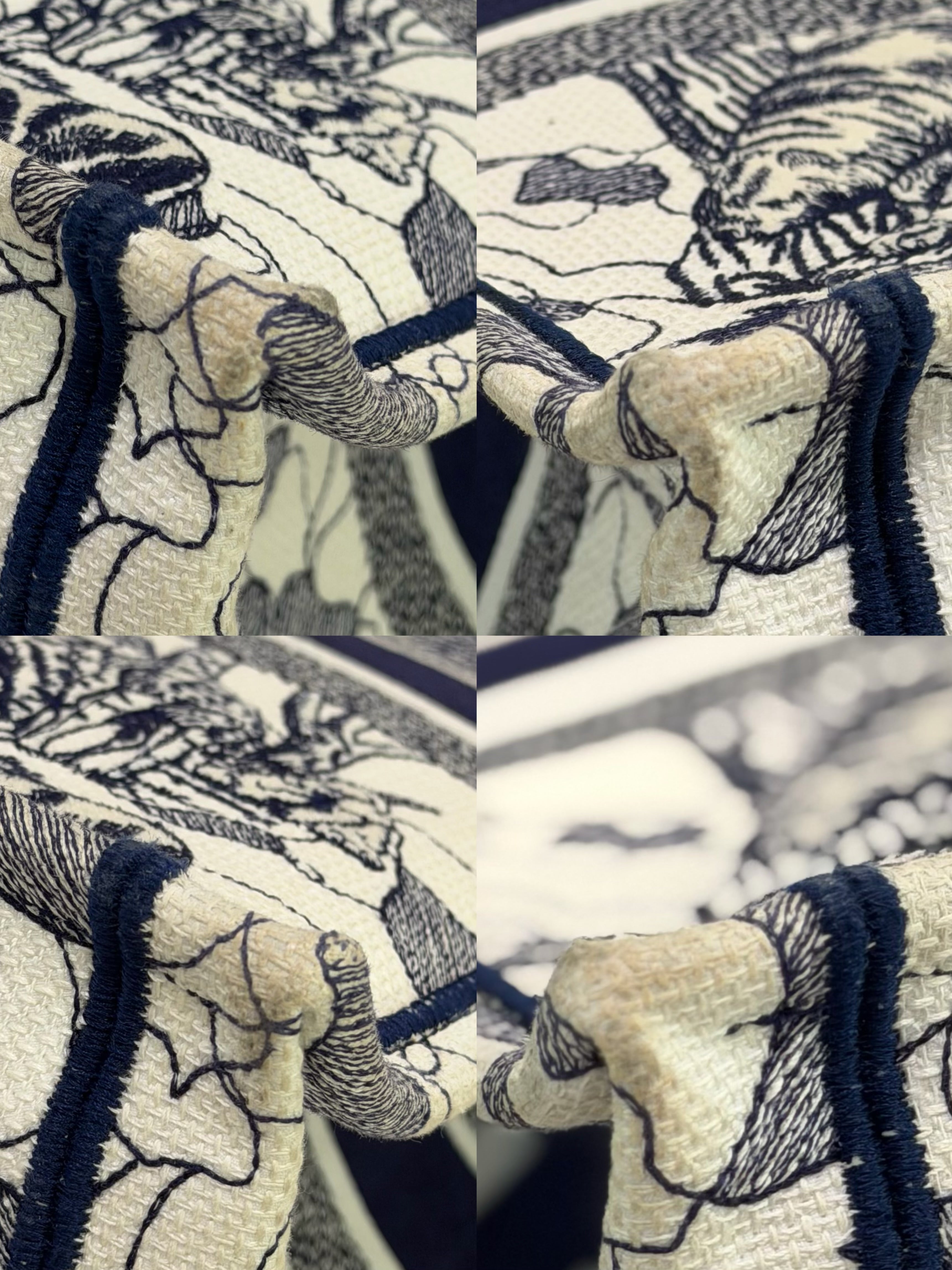 DIOR Blue & White Nautical Embroidery Star Tote Bag