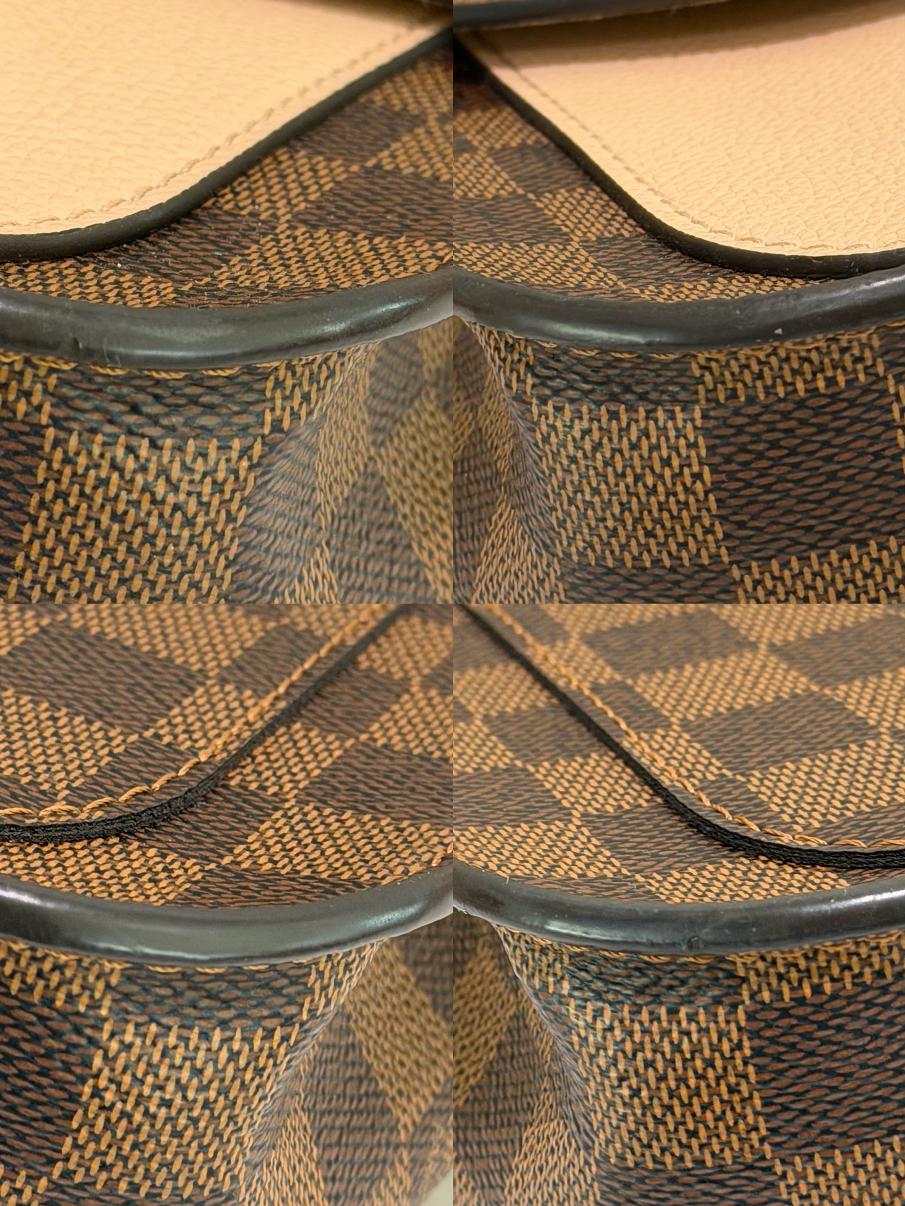 LOUIS VUITTON BEAUMARCHAIS CLASSIC DAMIER EBENE LEATHER TOP HANDLE SHOULDER BAG