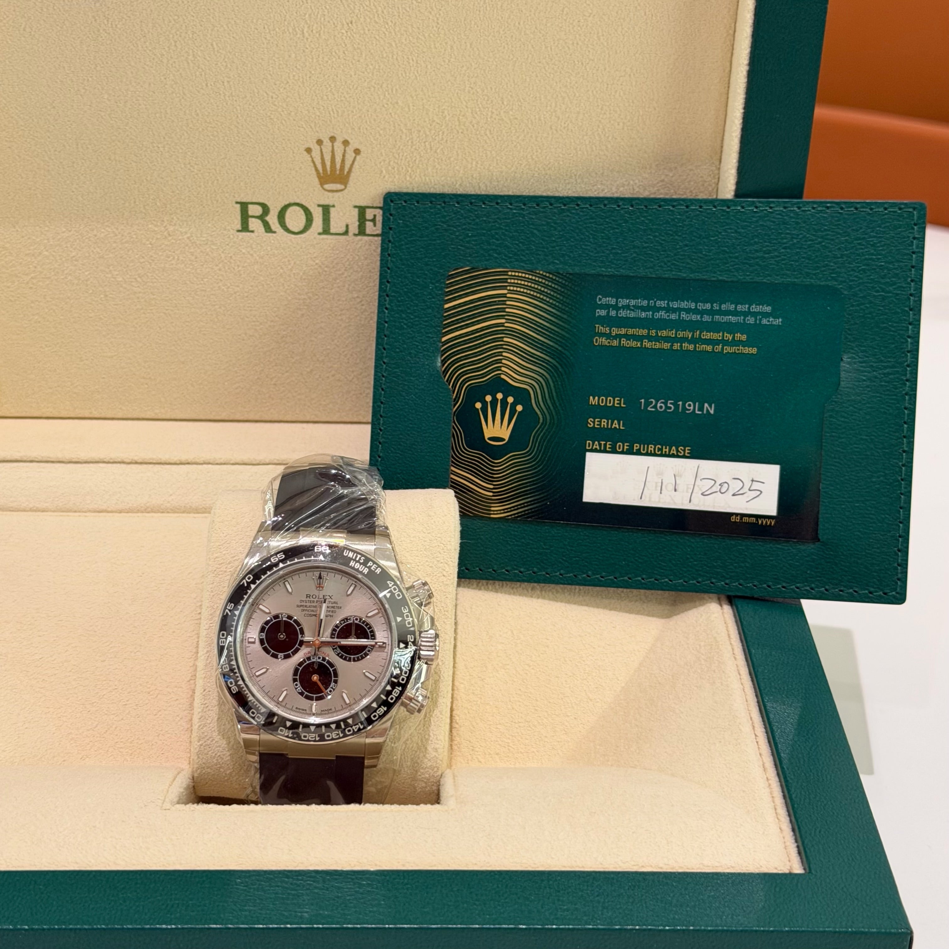 ROLEX Daytona 126519 White Gold “Cement Grey” Oysterflex