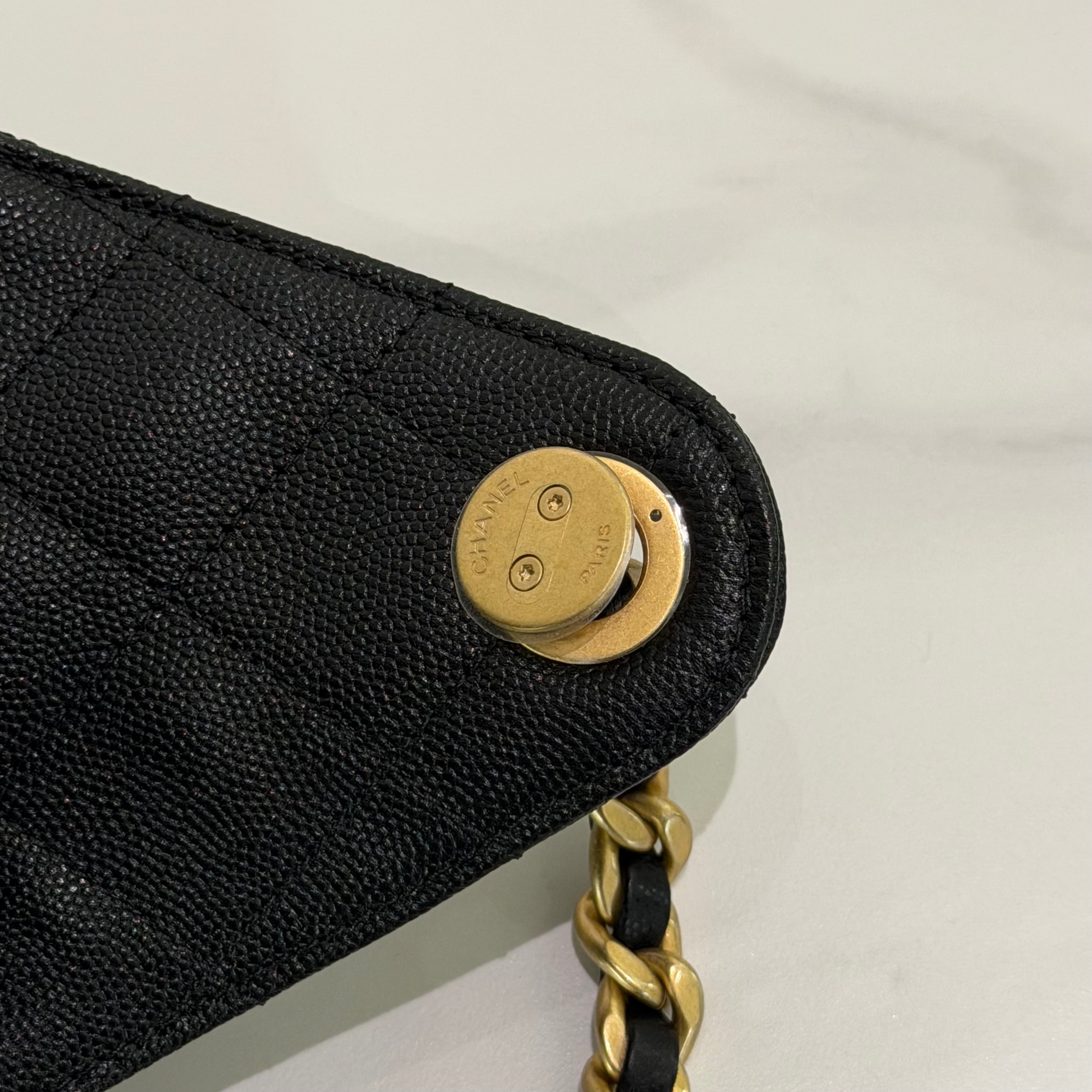 Chanel 25 Hobo Small Black Caviar Leather with Gold Hardware (Chip Model)