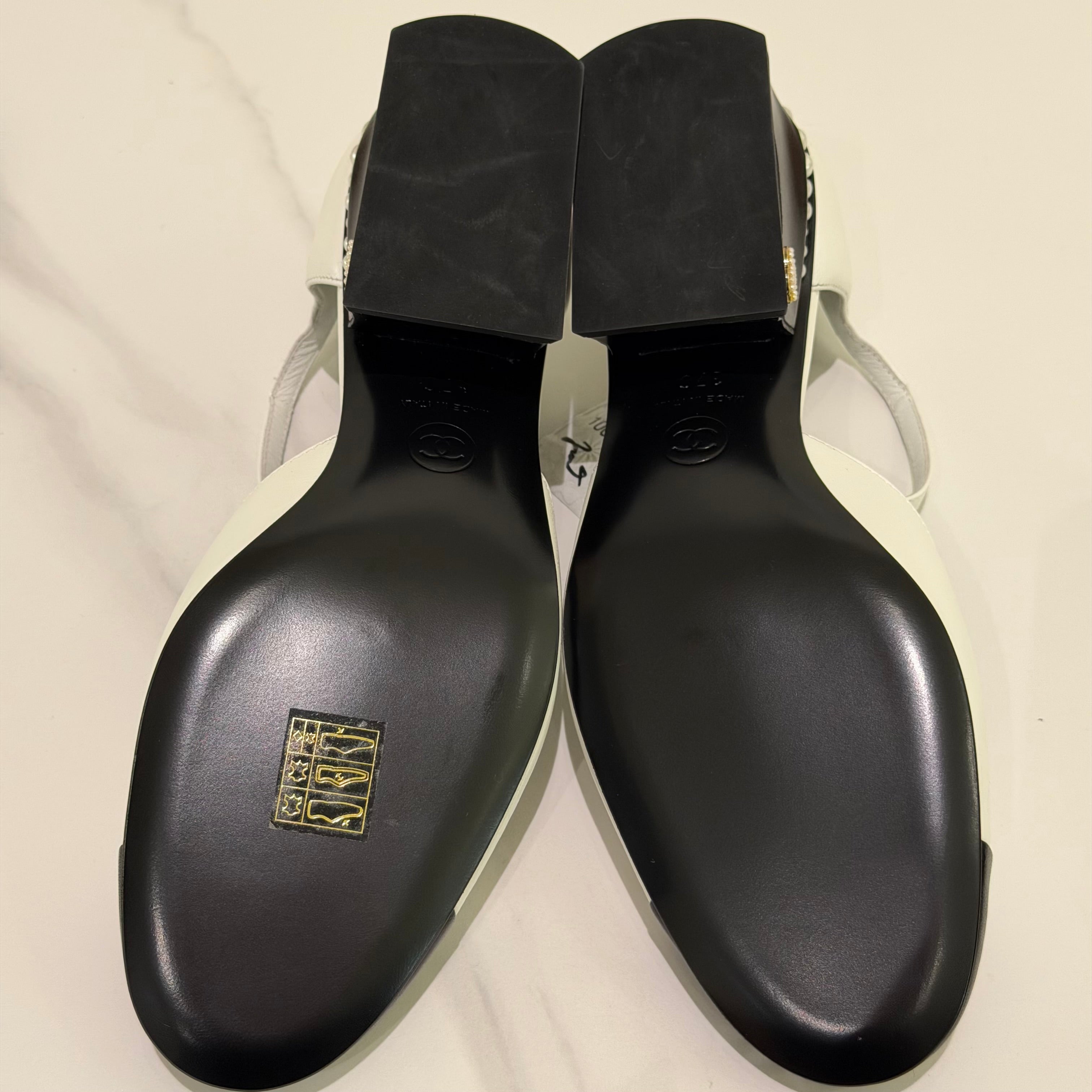 Chanel Pearl Heel Mary Jane Lambskin Shoes