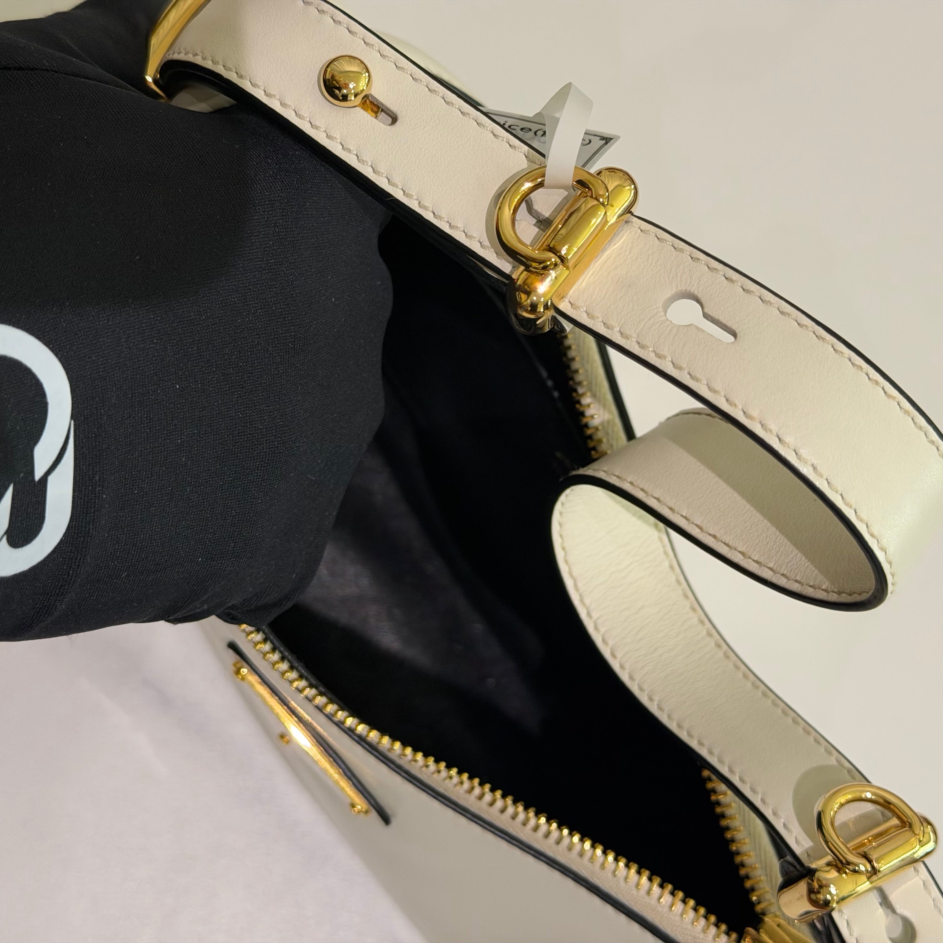 Prada Arqué White Crescent Shoulder Bag