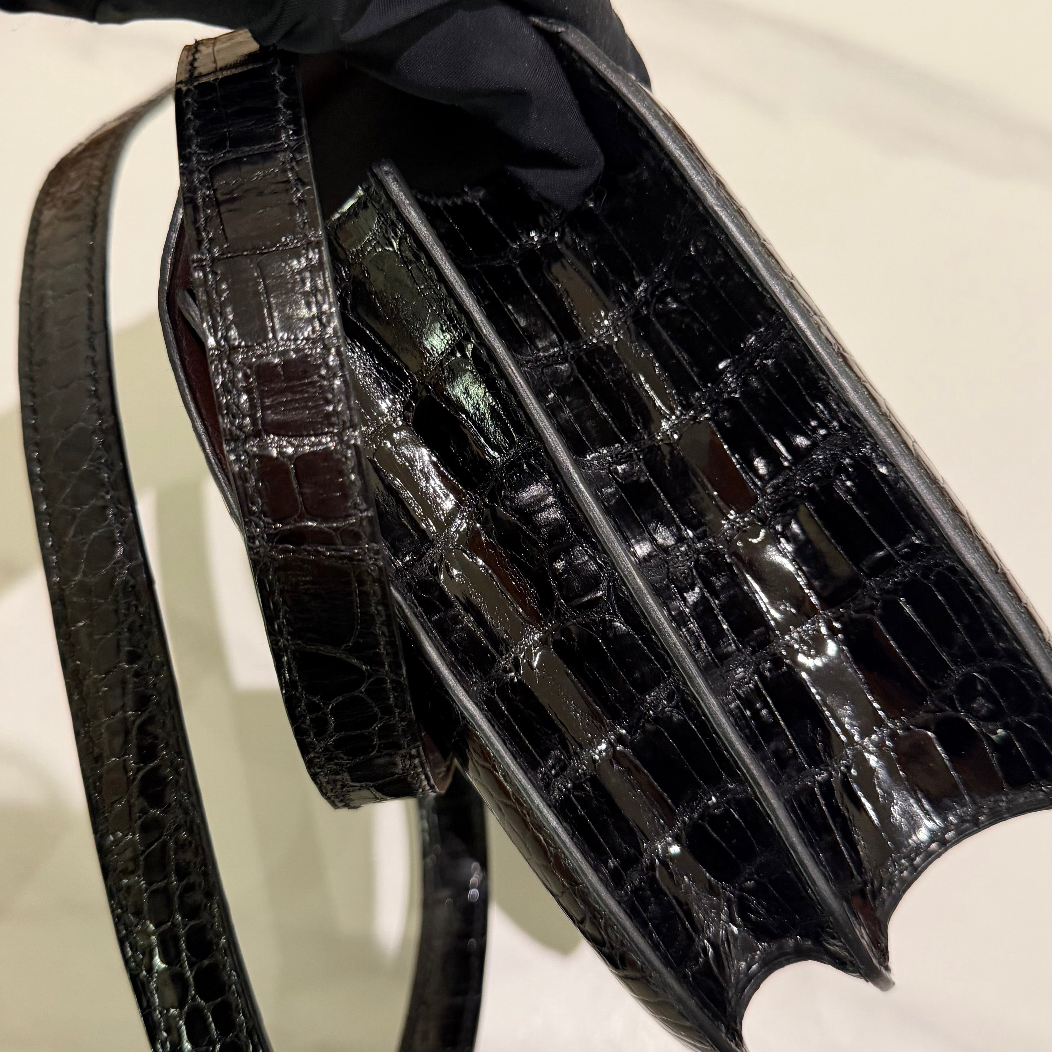 Hermes Constance 24 Shiny Crocodile Black with Silver Hardware (Stamp A)