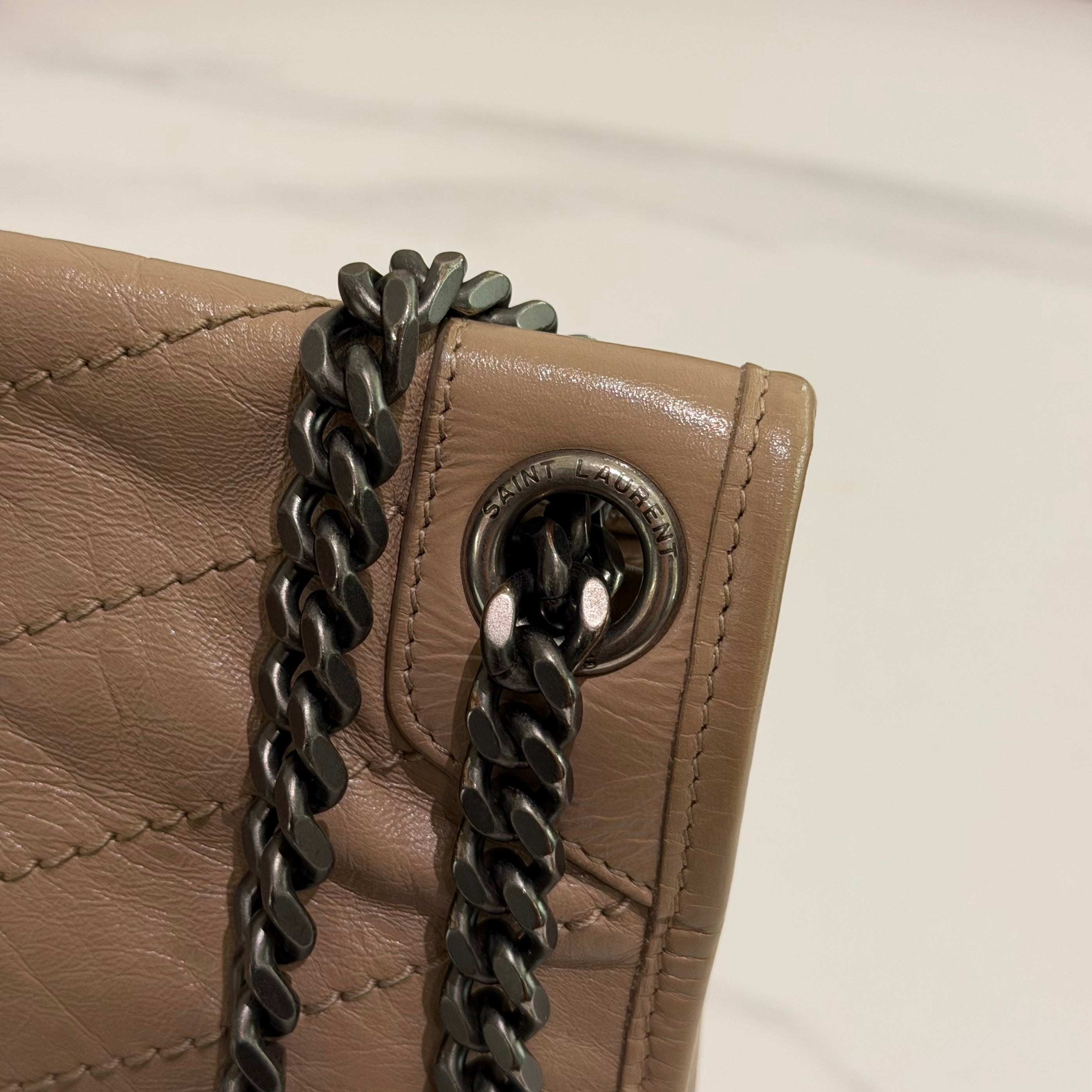 Saint Laurent Niki Medium Chain Shoulder Bag Beige