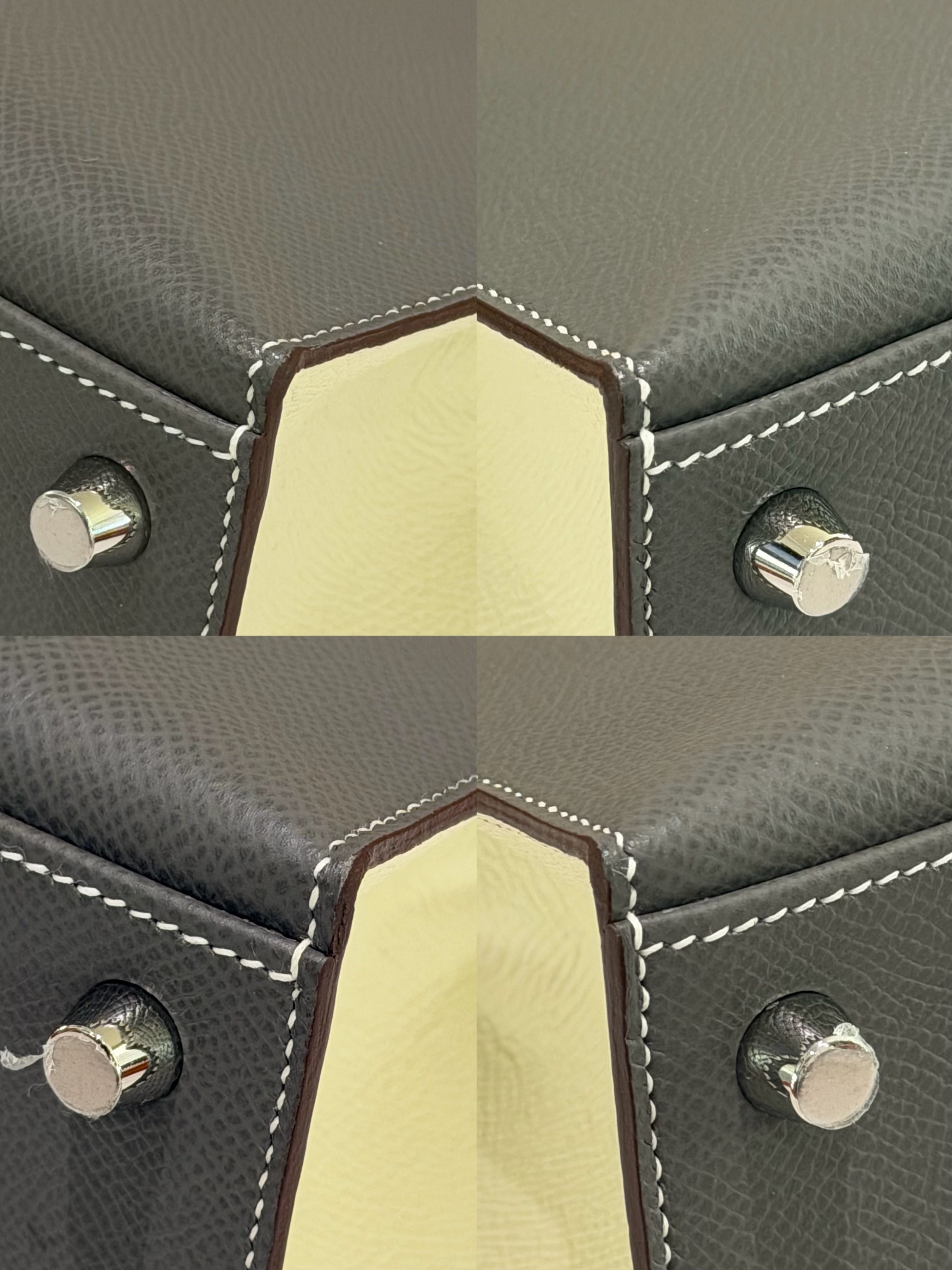 HERMÈS KELLY 25 SO GRIS ÉTAIN WITH SILVER HARDWARE EPSOM LEATHER (STAMP K)