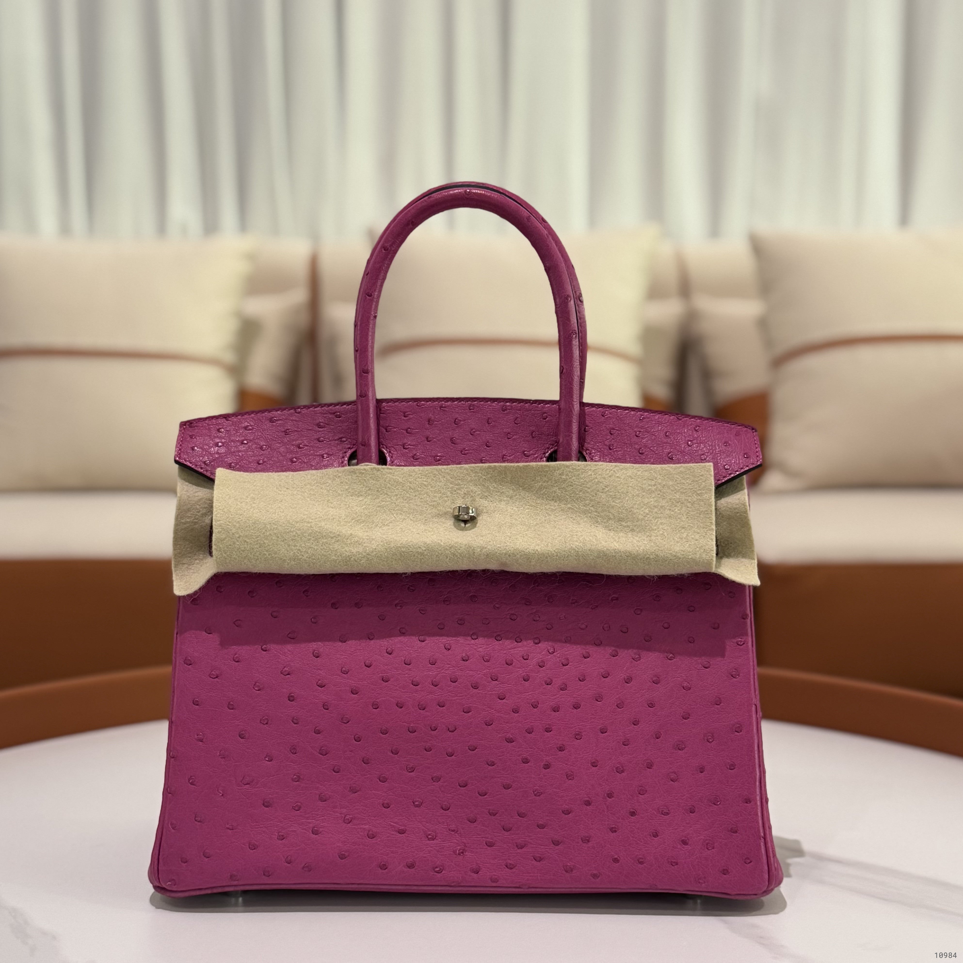HERMÈS BIRKIN 30 ROSE POURPRE OSTRICH LEATHER WITH PALLADIUM HARDWARE (C STAMP)