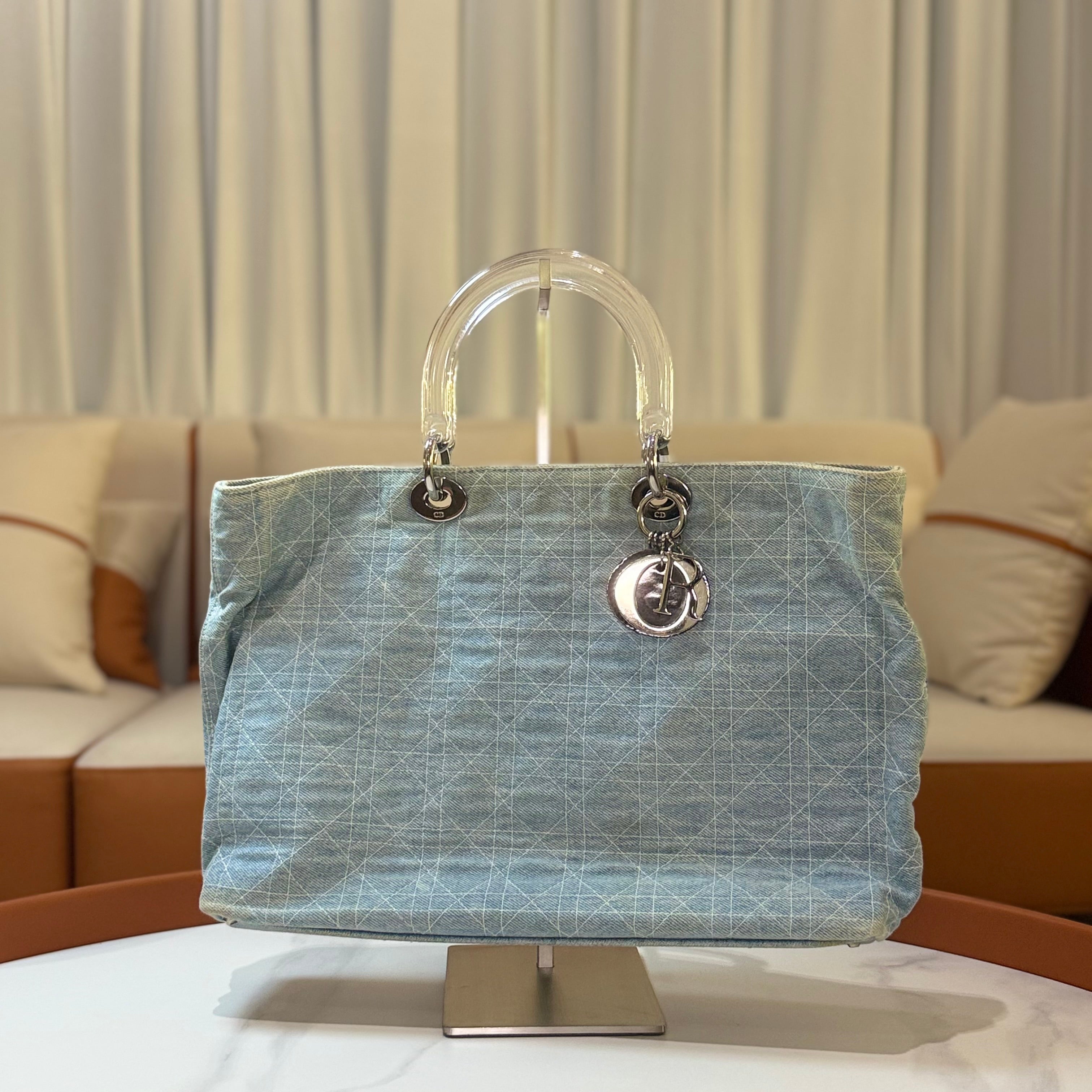 DIOR LADY FIVE-GUSSET DENIM LADY DIOR BAG