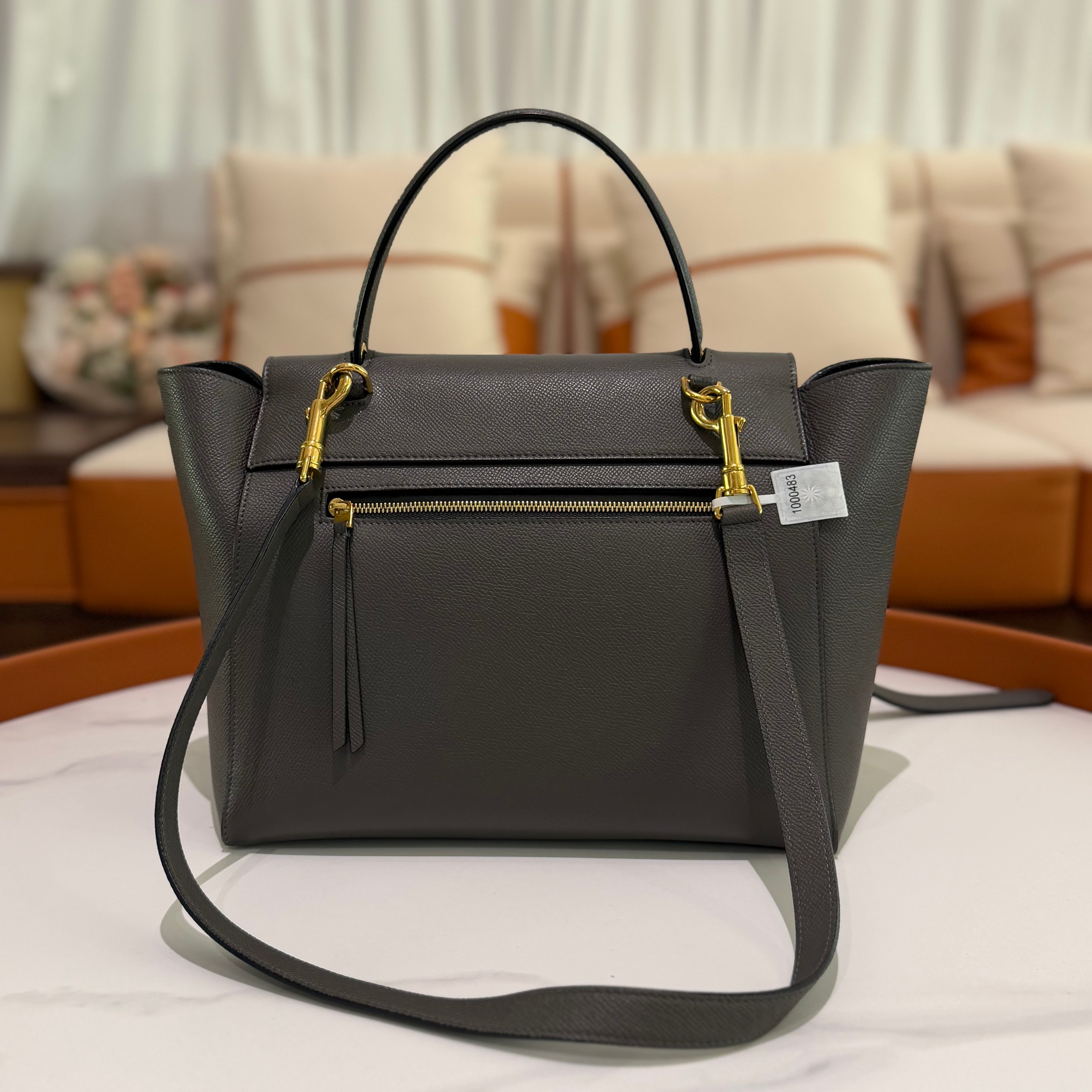 CELINE MICRO LUGGAGE HANDBAG GREY CALFSKIN LEATHER
