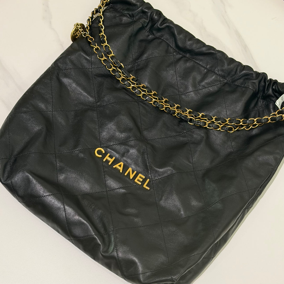 Chanel 22 Large Black Calfskin Bag with Gold Hardware (Chip Model) | CHANEL