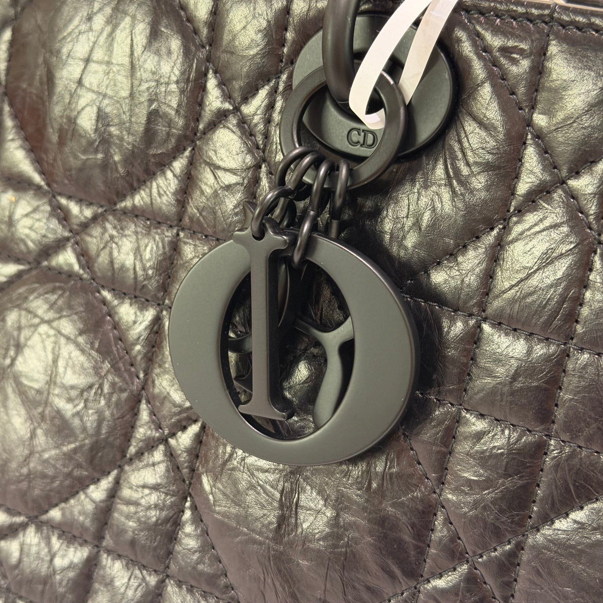 Dior Lady D-Sire Medium Black Macrocannage Crinkled Calfskin Bag | DIOR