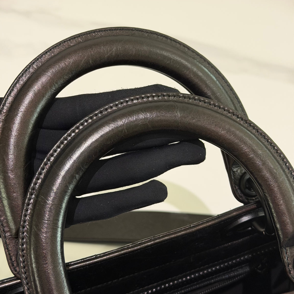 Dior Lady D-Sire Medium Black Macrocannage Crinkled Calfskin Bag | DIOR