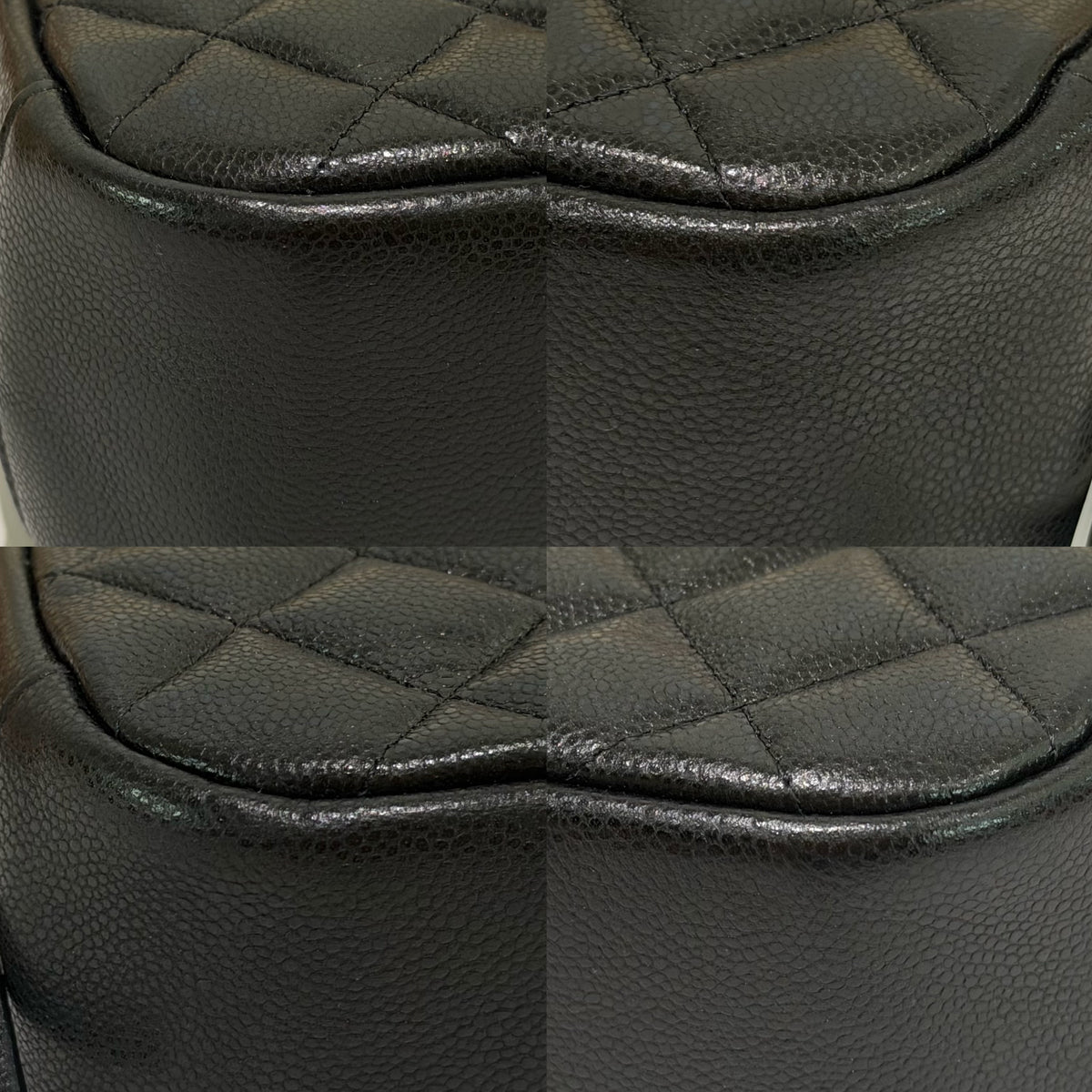 Chanel Black Caviar Leather Cosmetic Pouch with Silver Hardware (Chip Model) | CHANEL