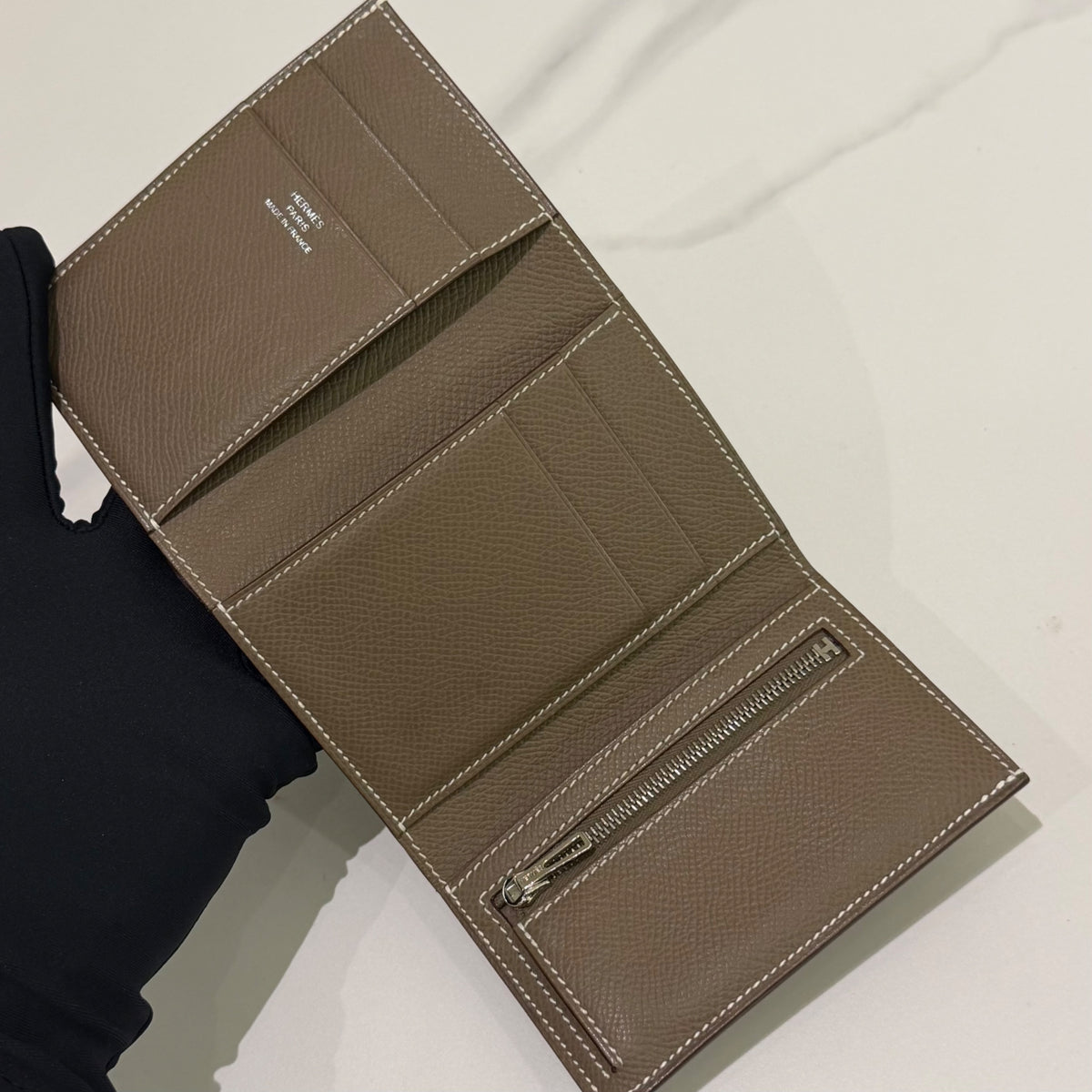 Hermes Bearn Short Wallet Grey Palladium Hardware (Stamp B) | HERMES