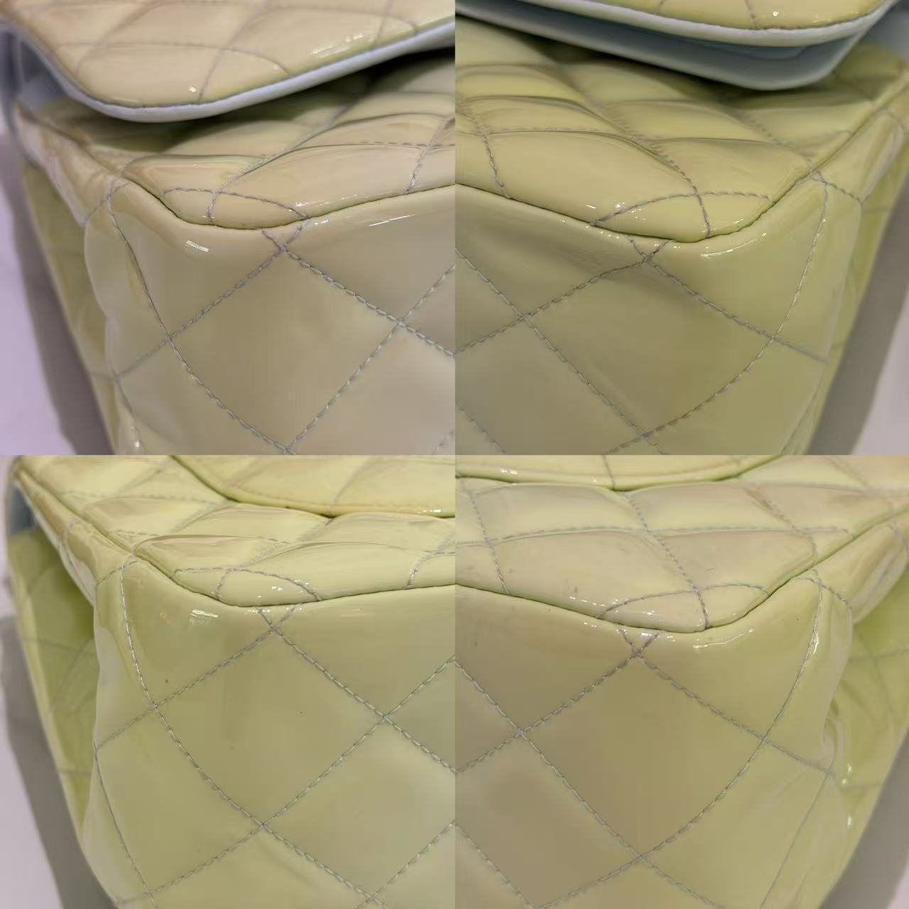 Chanel Classic Flap Jumbo Patent Leather Cream Yellow-Green