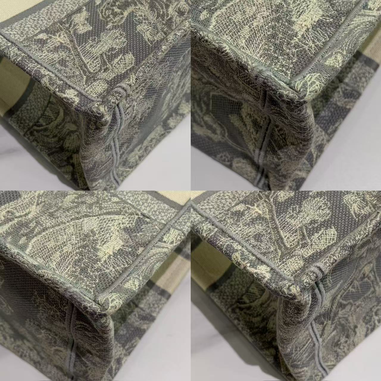 Dior Tote Grey Zoo Embroidery Medium